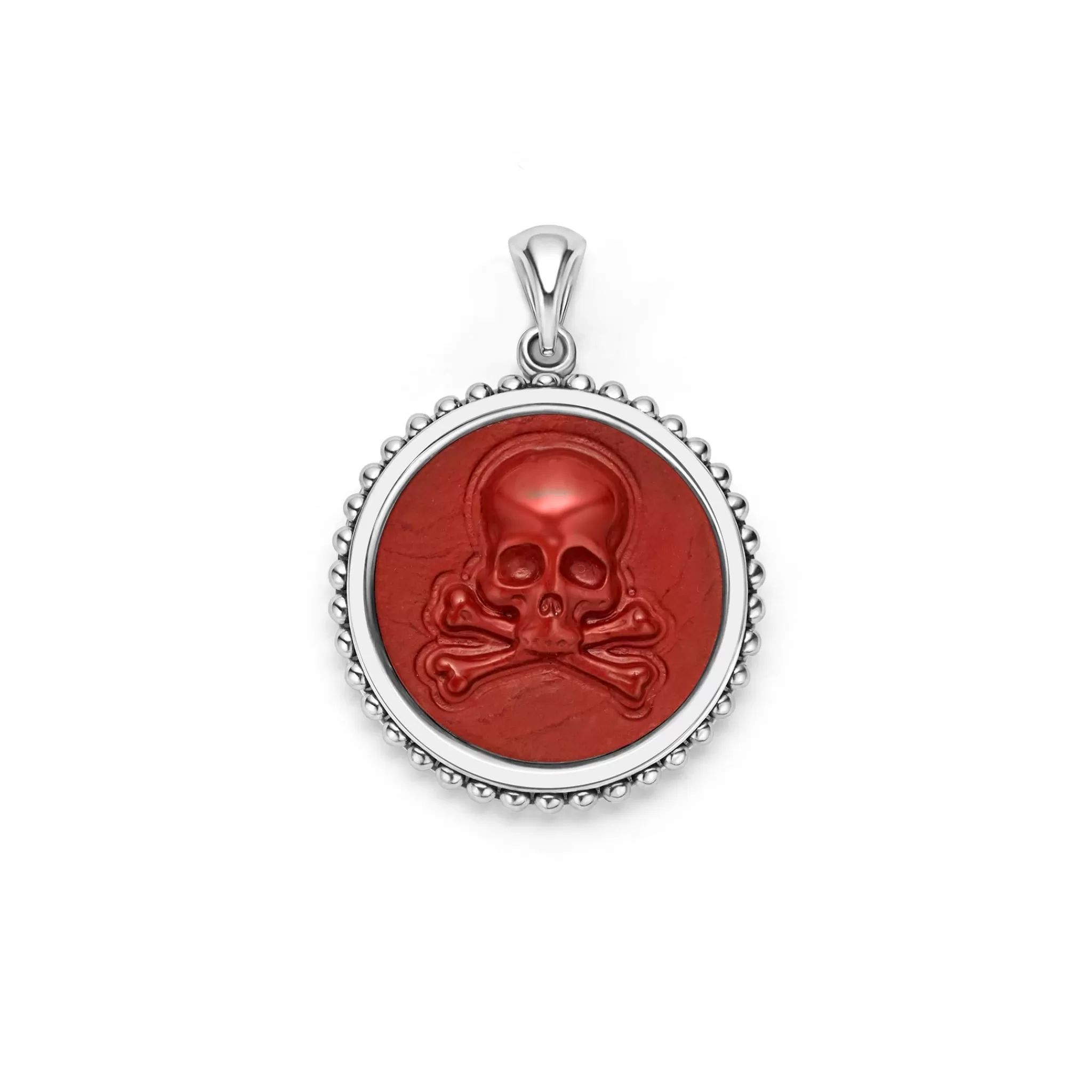 Online LAGOS Red Jasper Skull Crossbone Amulet