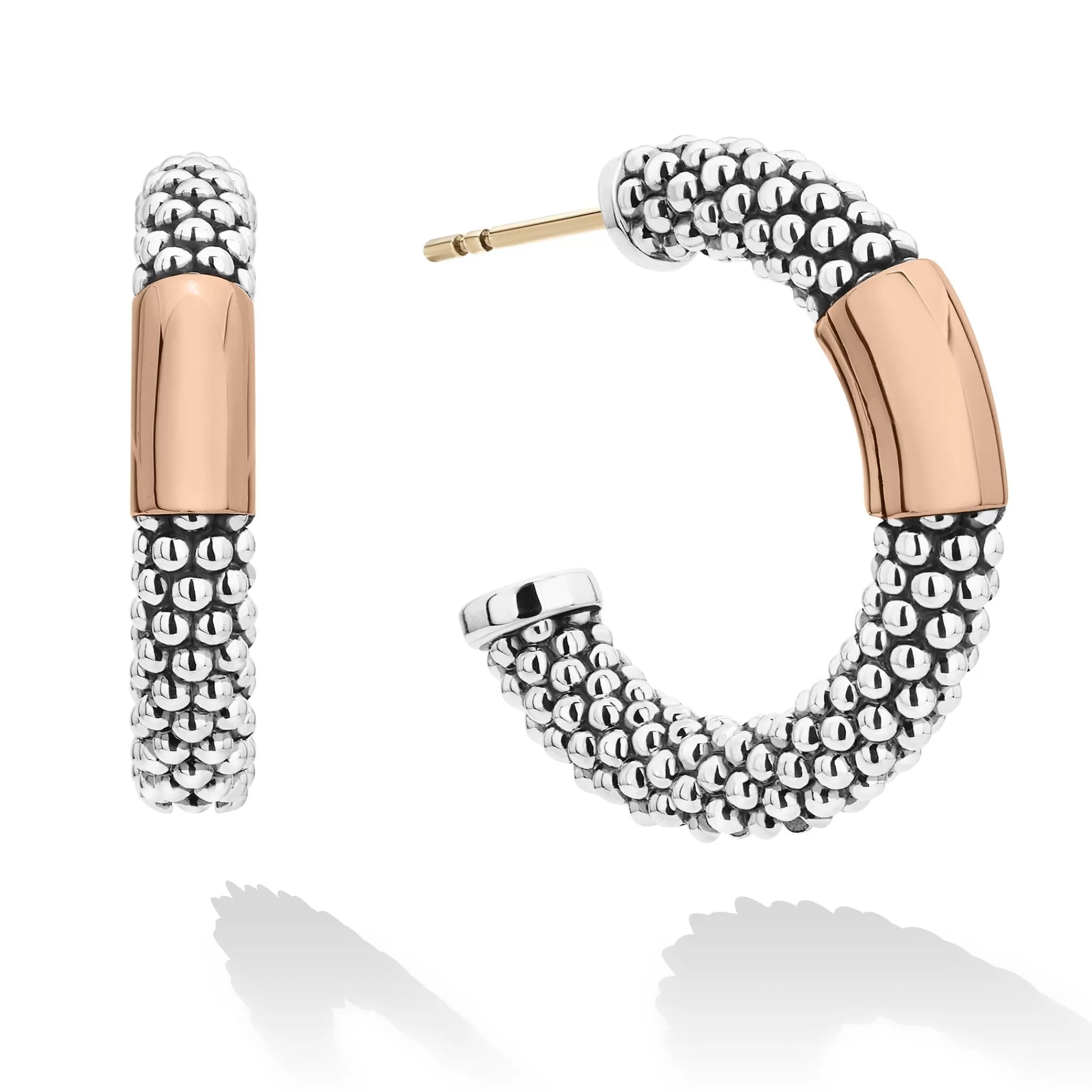 Hot LAGOS Rose Gold Station Caviar Hoop Earrings