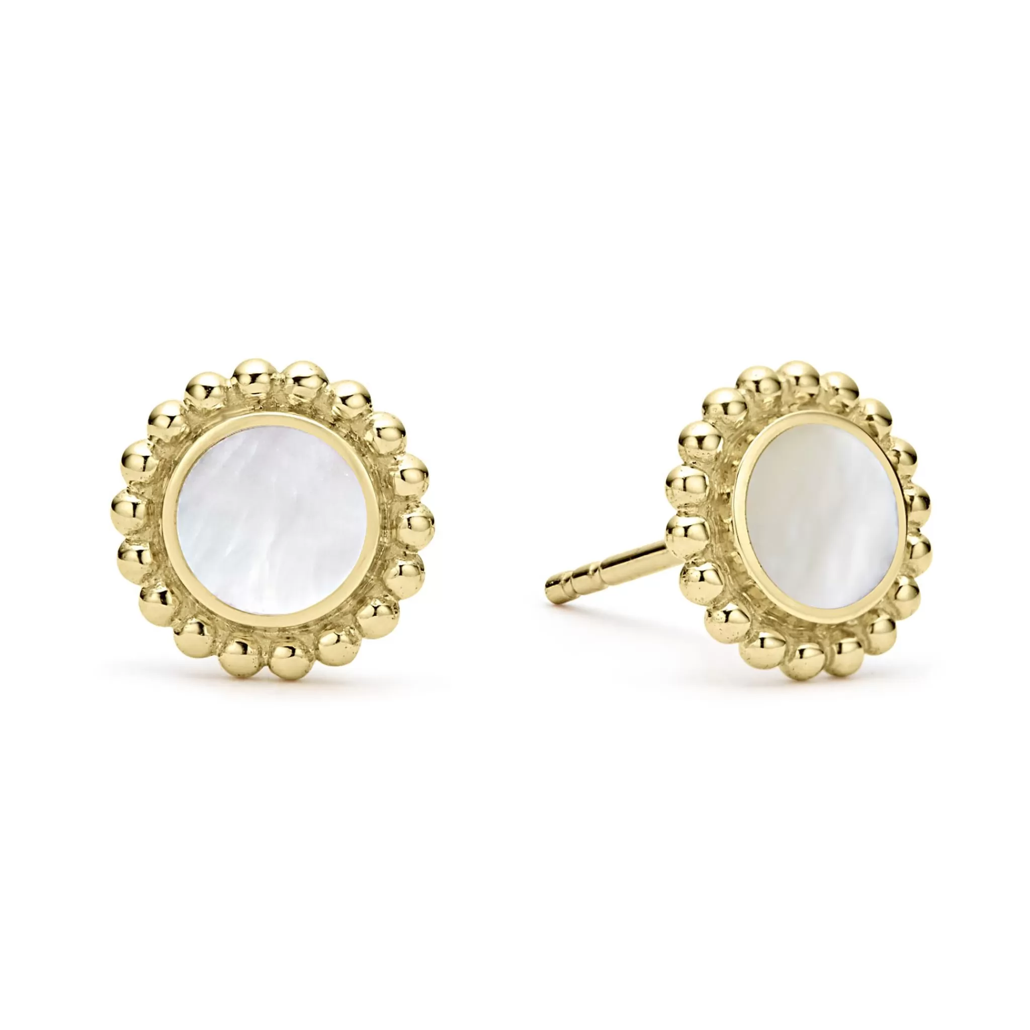 Hot LAGOS Round Mother Of Pearl Stud Earrings