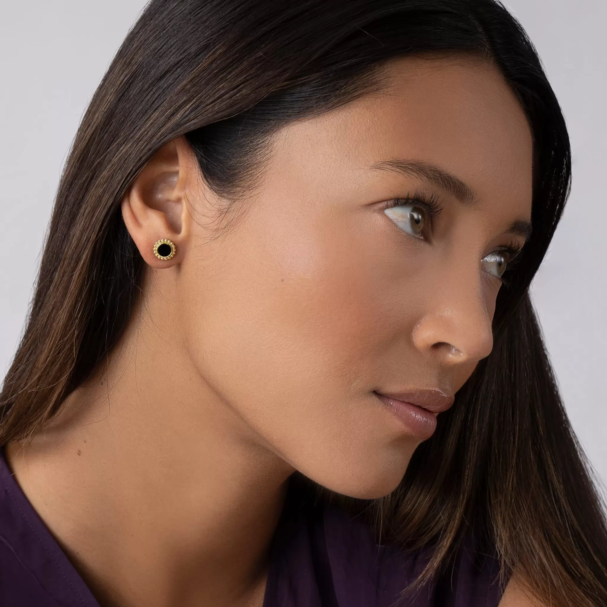 Online LAGOS Round Onyx Stud Earrings