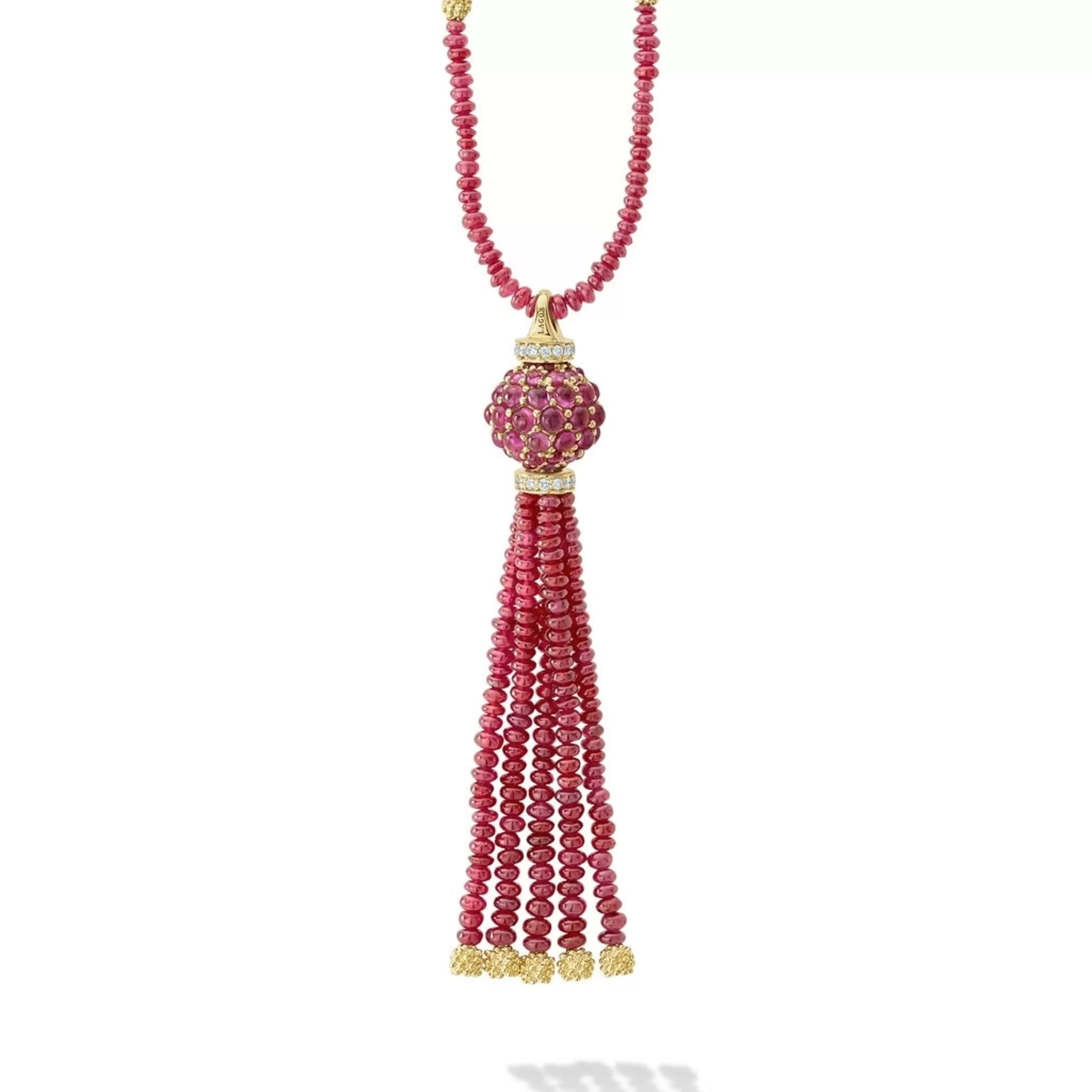 New LAGOS Ruby And Diamond Tassel Pendant Necklace