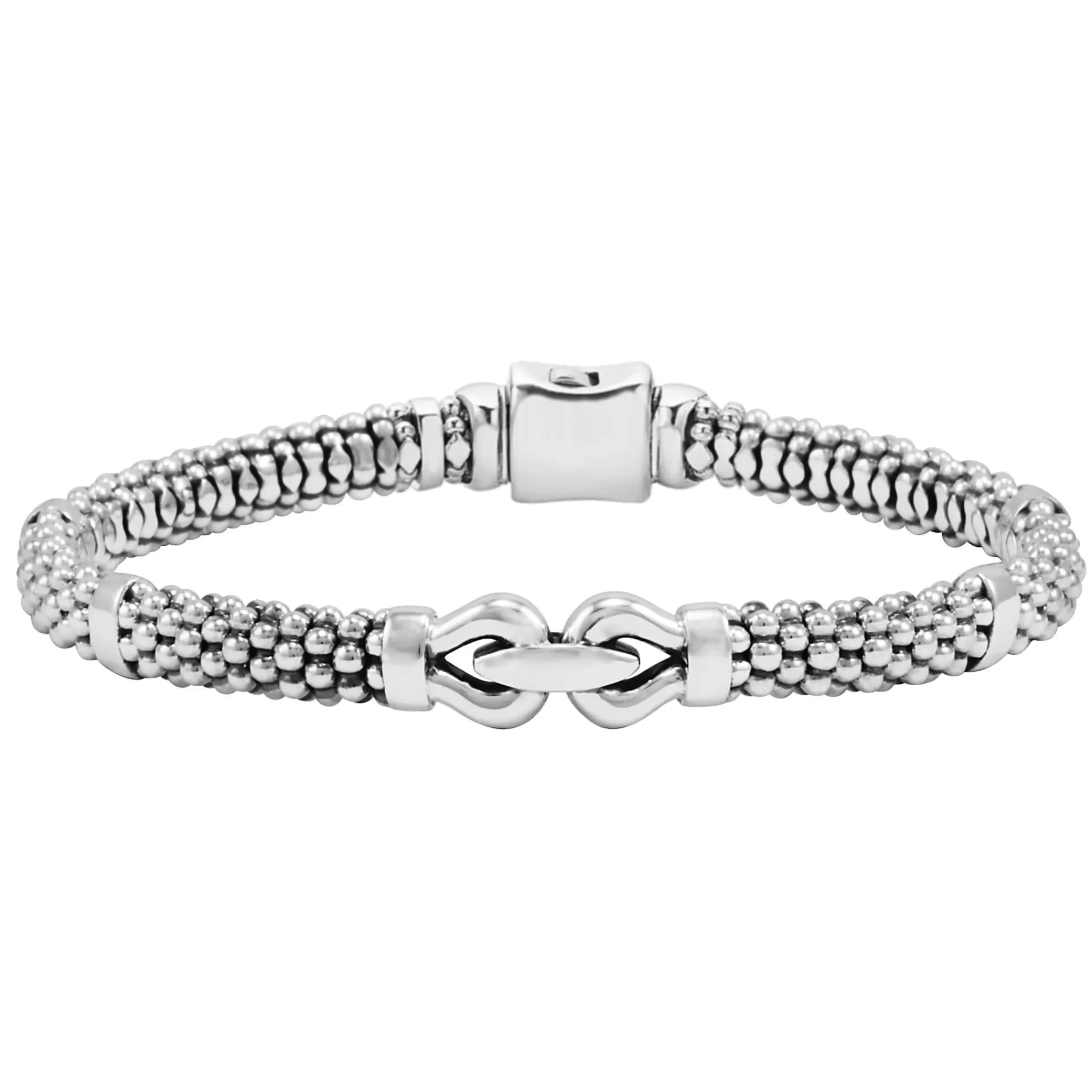 Hot LAGOS Silver Caviar Buckle Bracelet | 6Mm