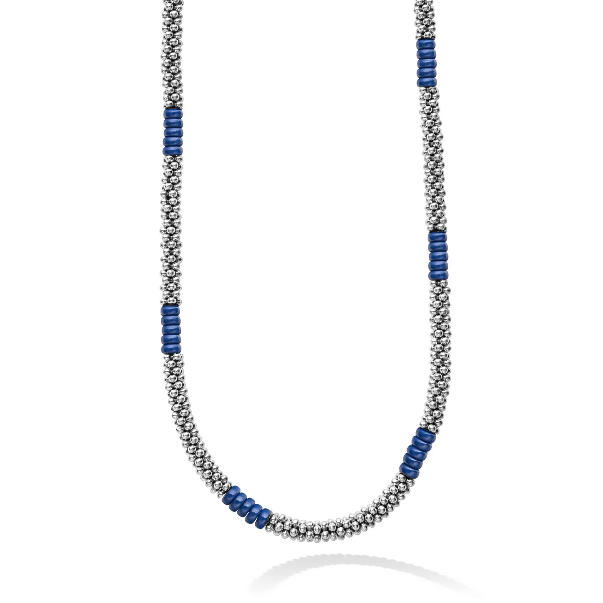 New LAGOS Silver Station Ceramic Beaded Necklace 3Mm