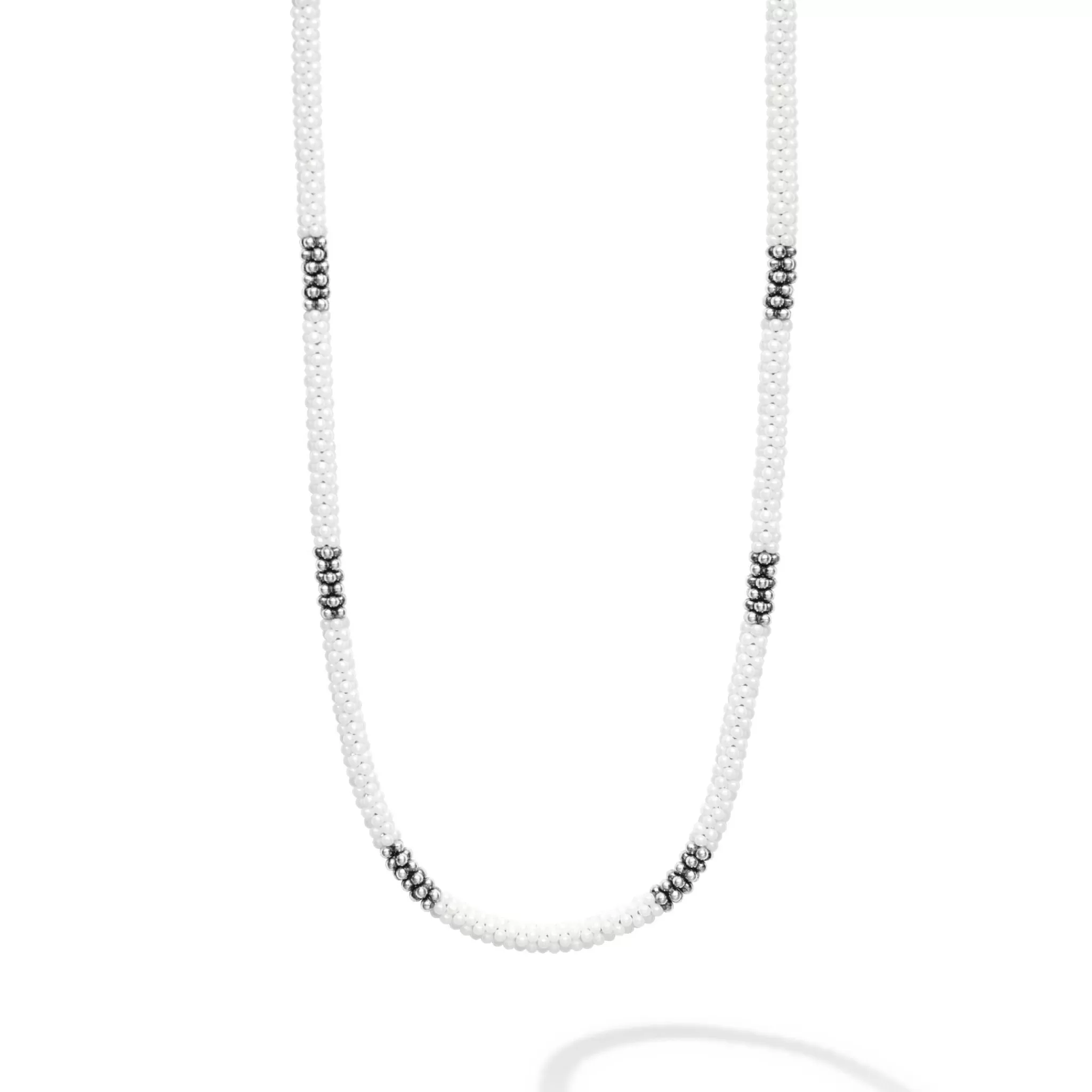 Cheap LAGOS Silver Station Ceramic Beaded Necklace 3Mm