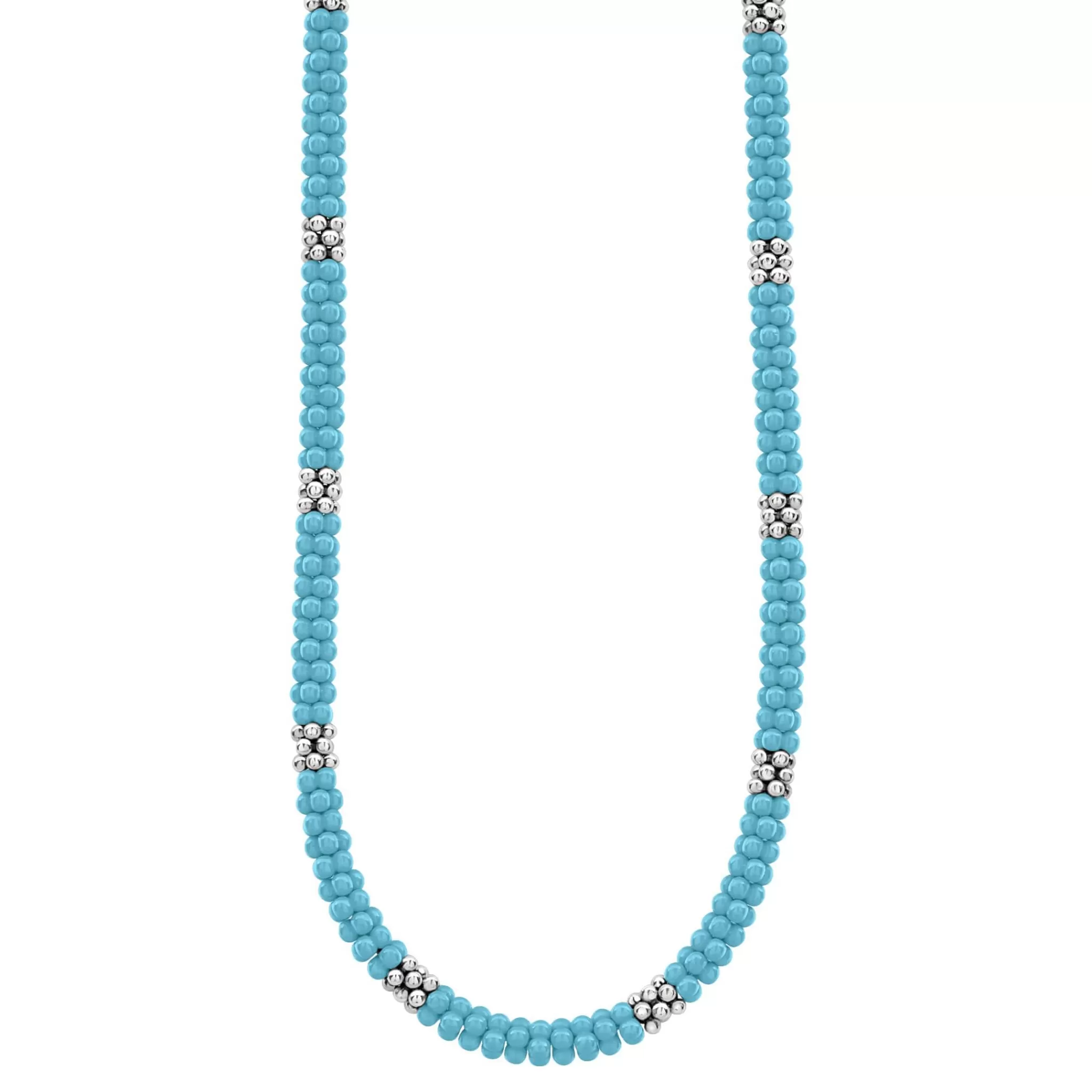 Hot LAGOS Silver Station Ceramic Beaded Necklace 5Mm