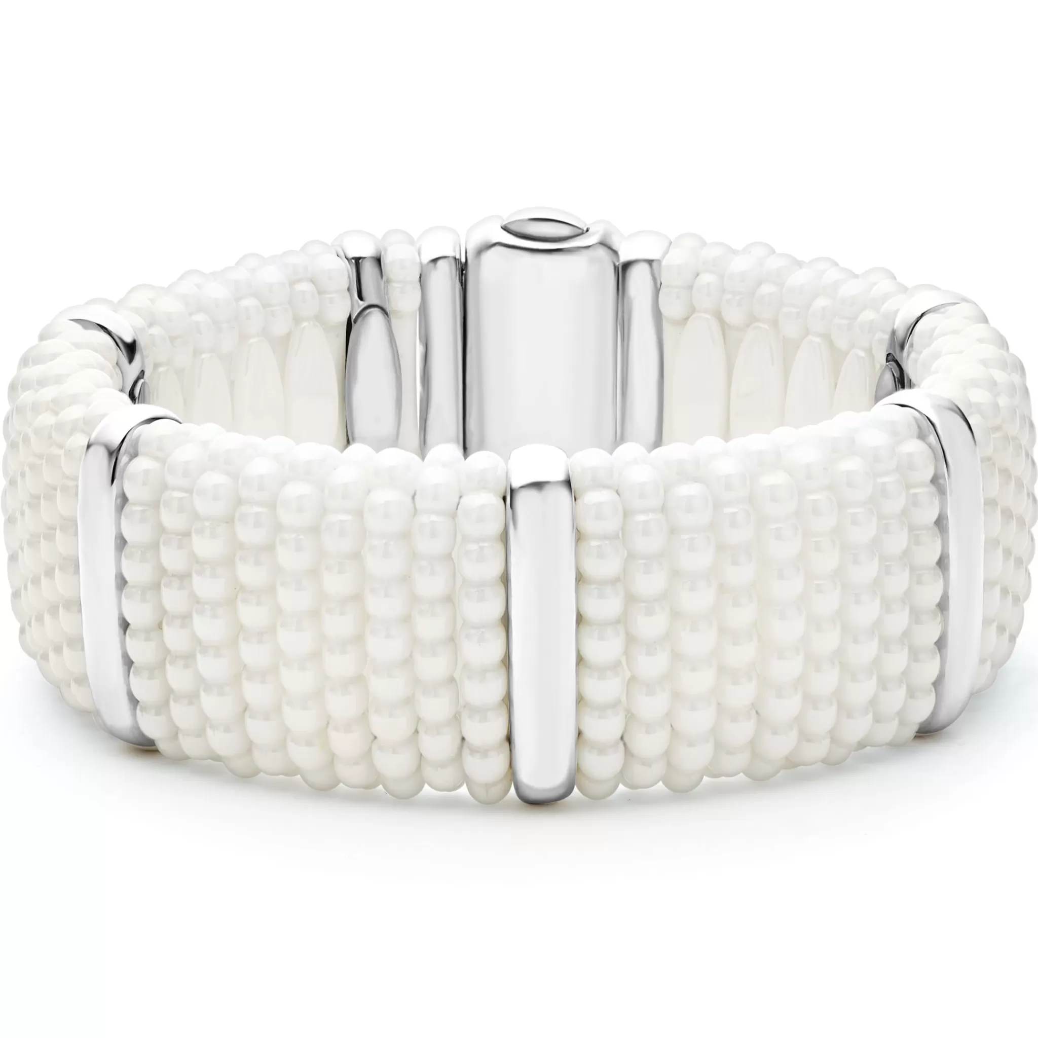 Store LAGOS Silver Station Statement Ceramic Caviar Bracelet | 23Mm