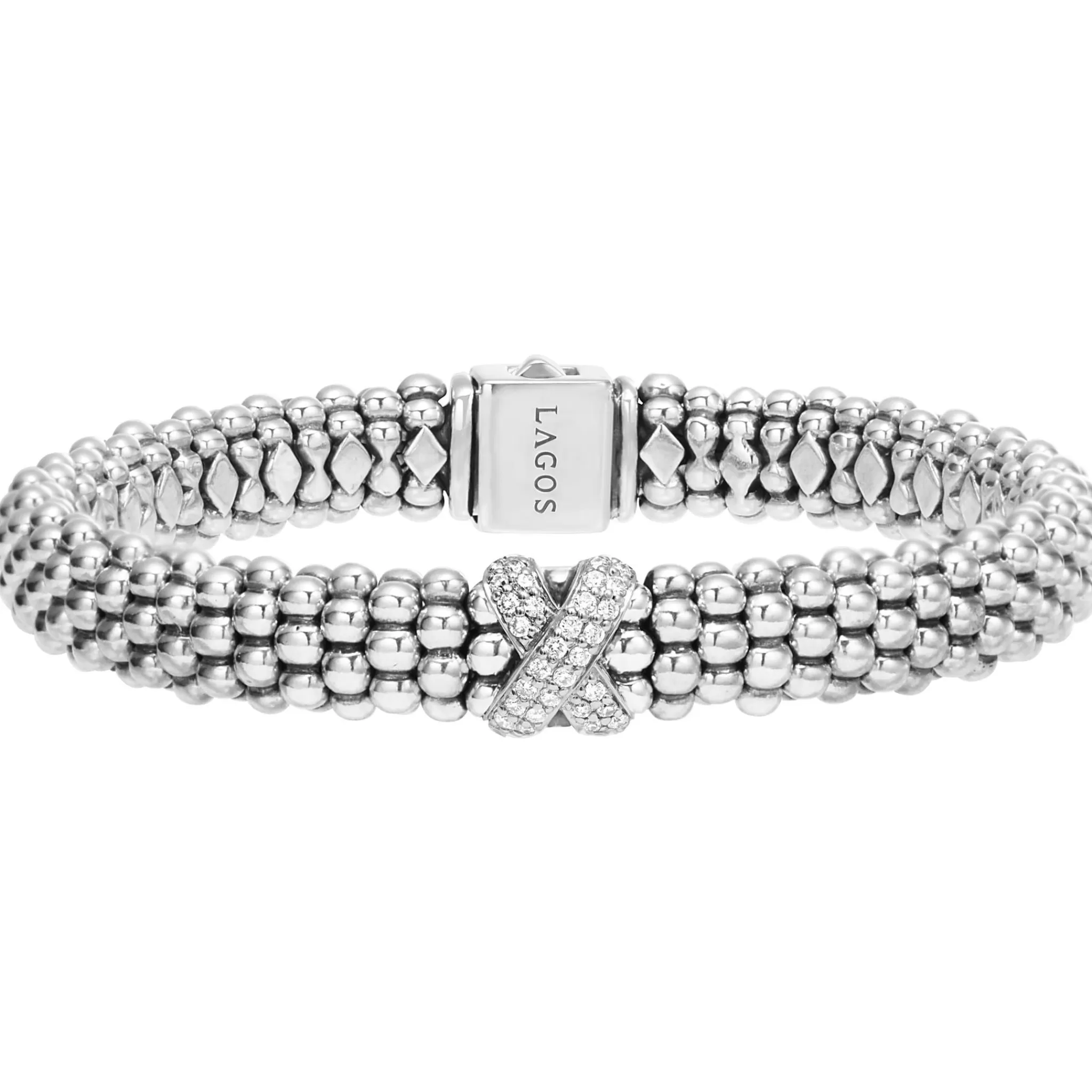 Best LAGOS Silver X Caviar Diamond Bracelet | 9Mm