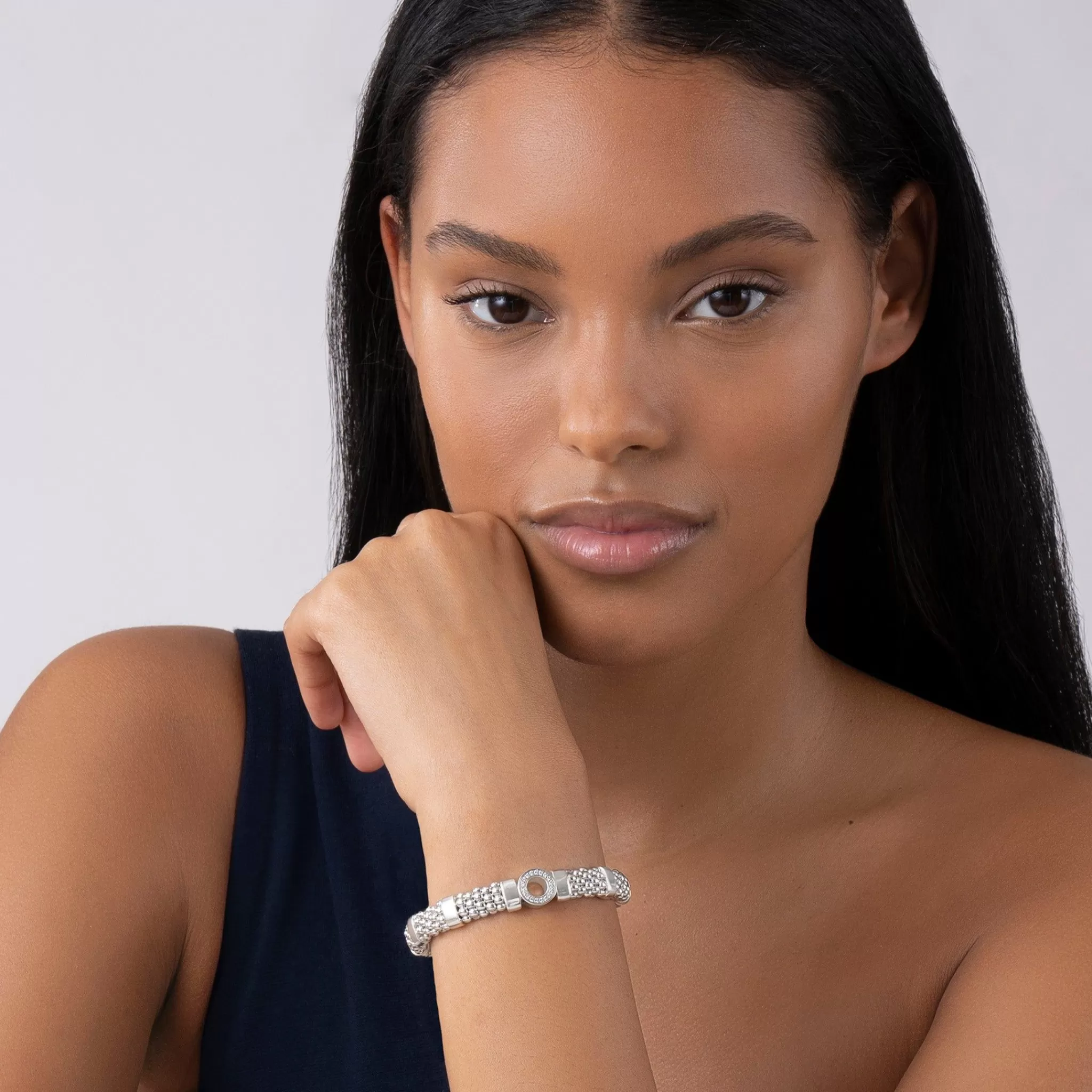 Online LAGOS Single Station Diamond Circle Caviar Bracelet | 9Mm