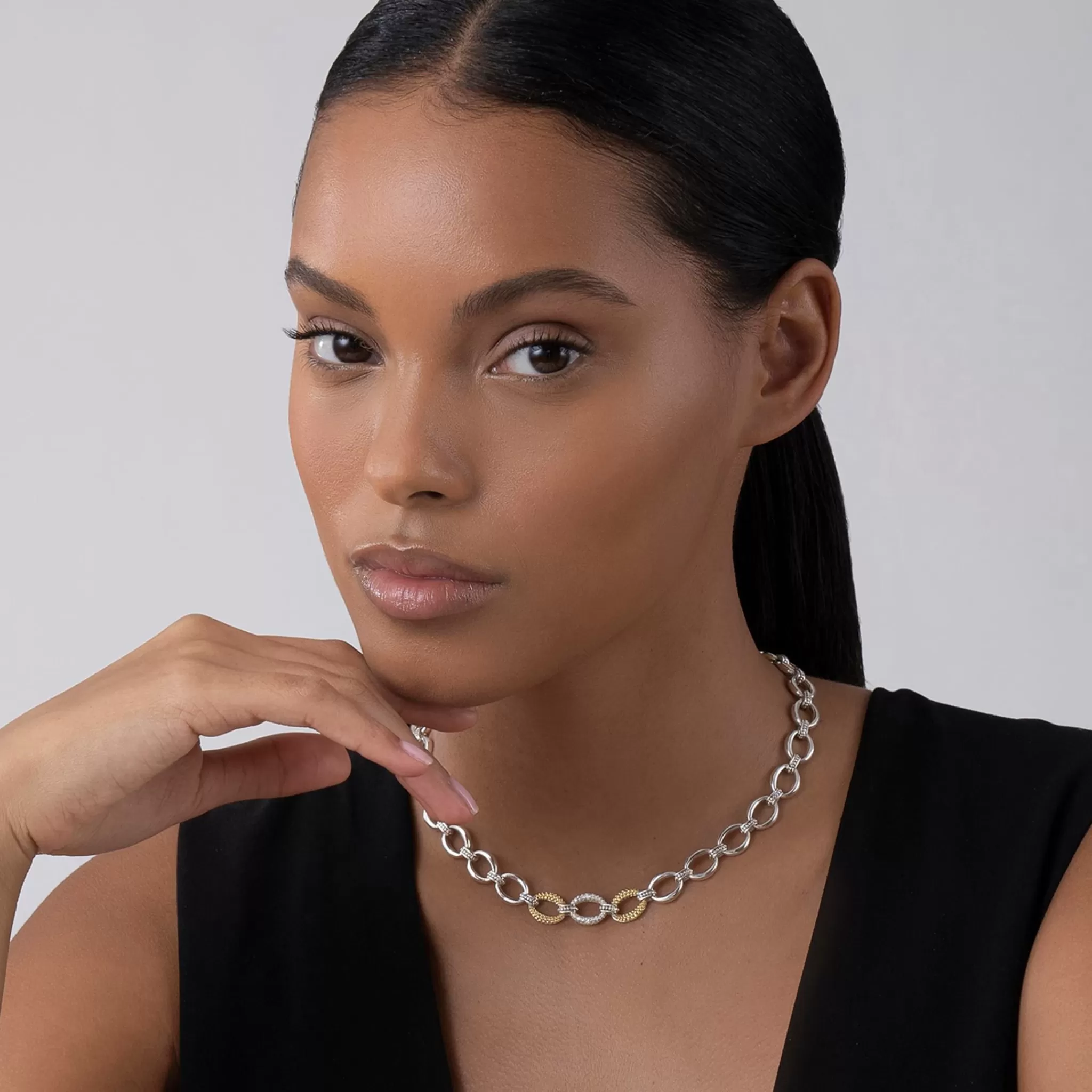 Clearance LAGOS Single Station Diamond Link Necklace