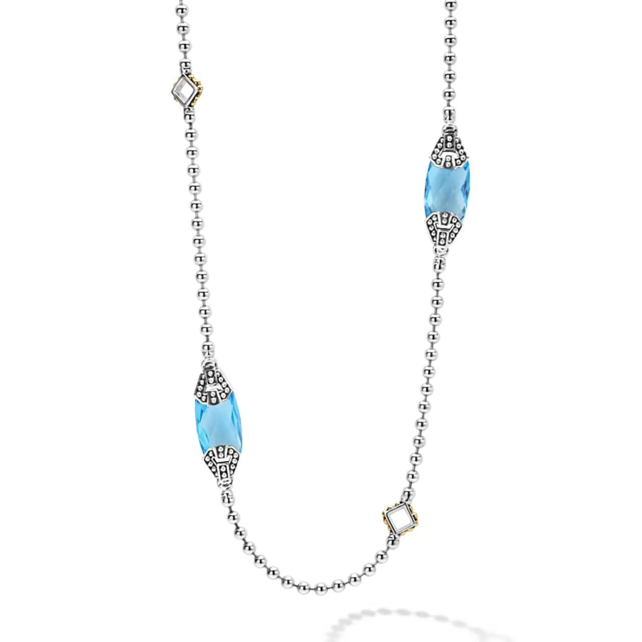 New LAGOS Six Station Swiss Blue Topaz Necklace