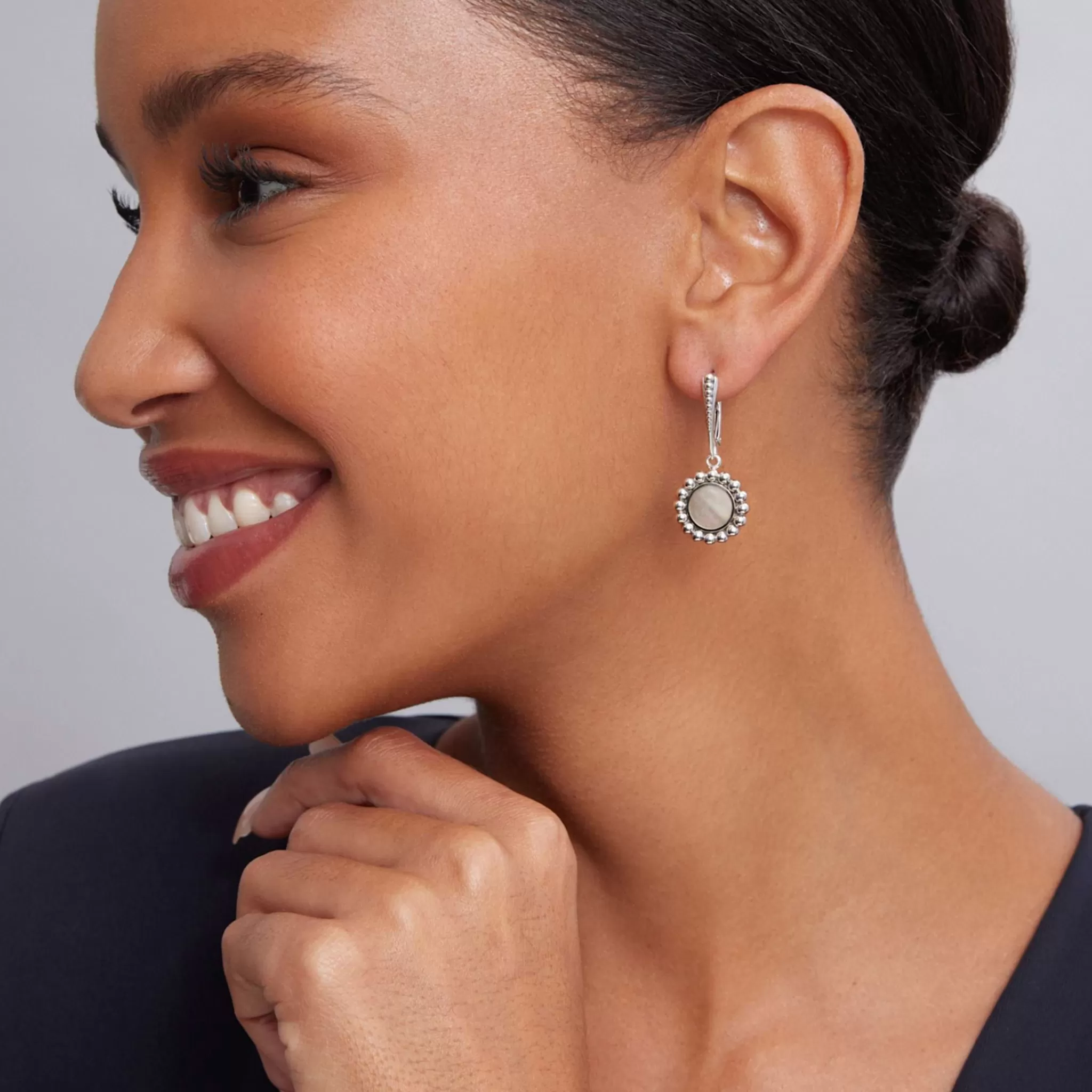 Shop LAGOS Small Mother Of Pearl Circle Drop Earrings