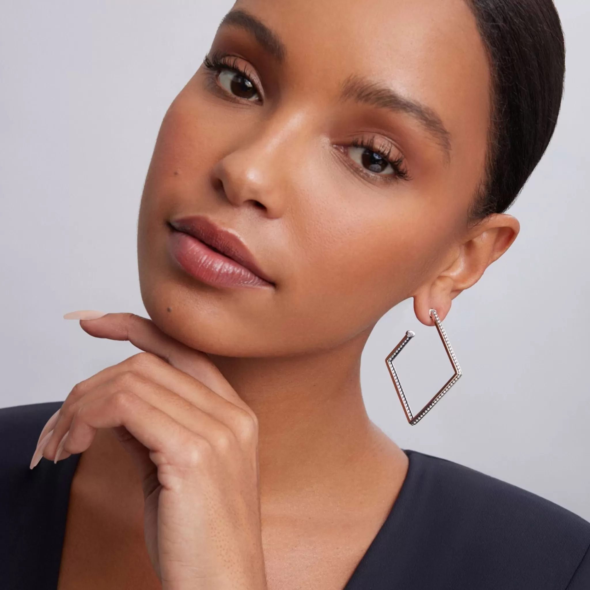 Fashion LAGOS Square Caviar Hoop Earrings