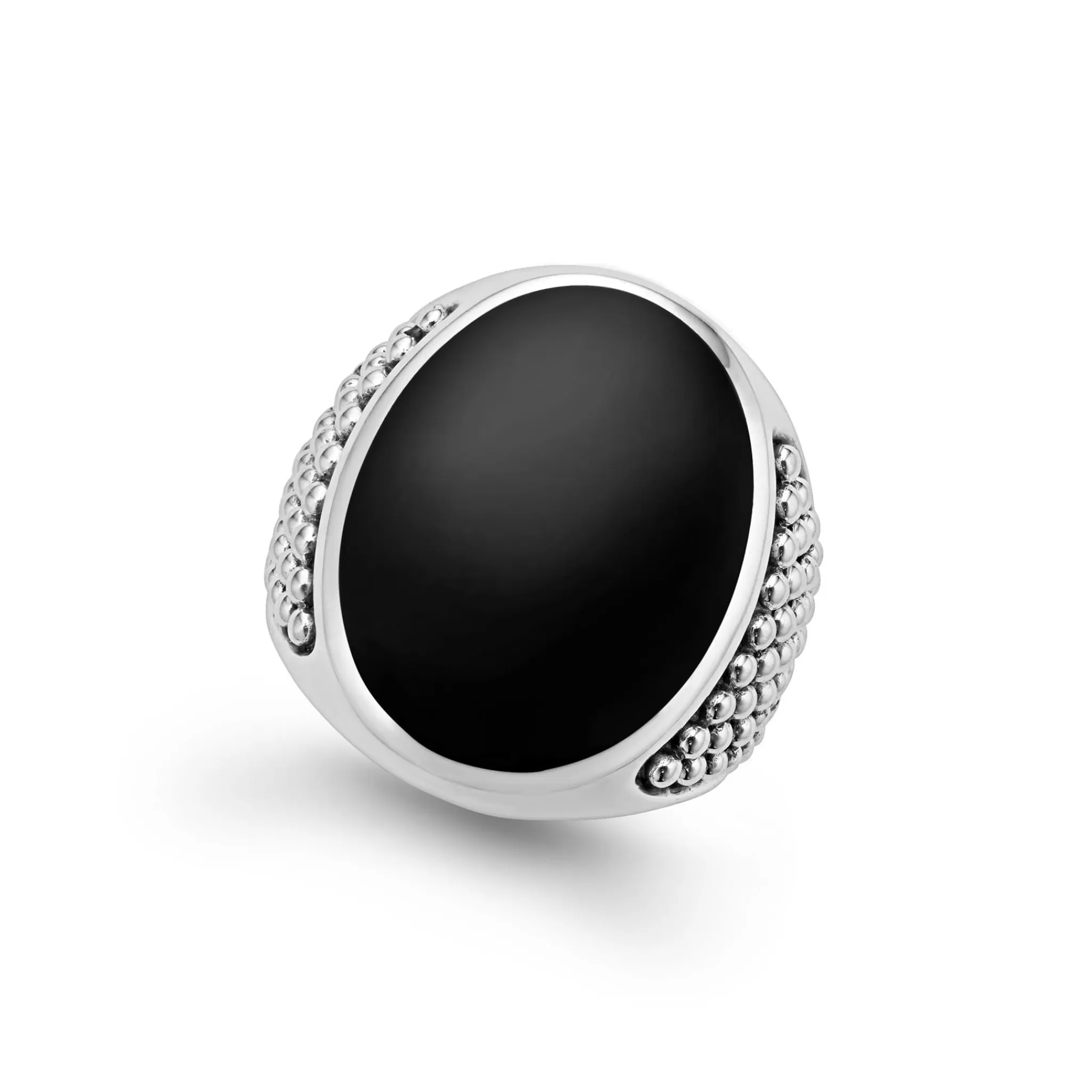 Clearance LAGOS Statement Black Agate Oval Band Ring