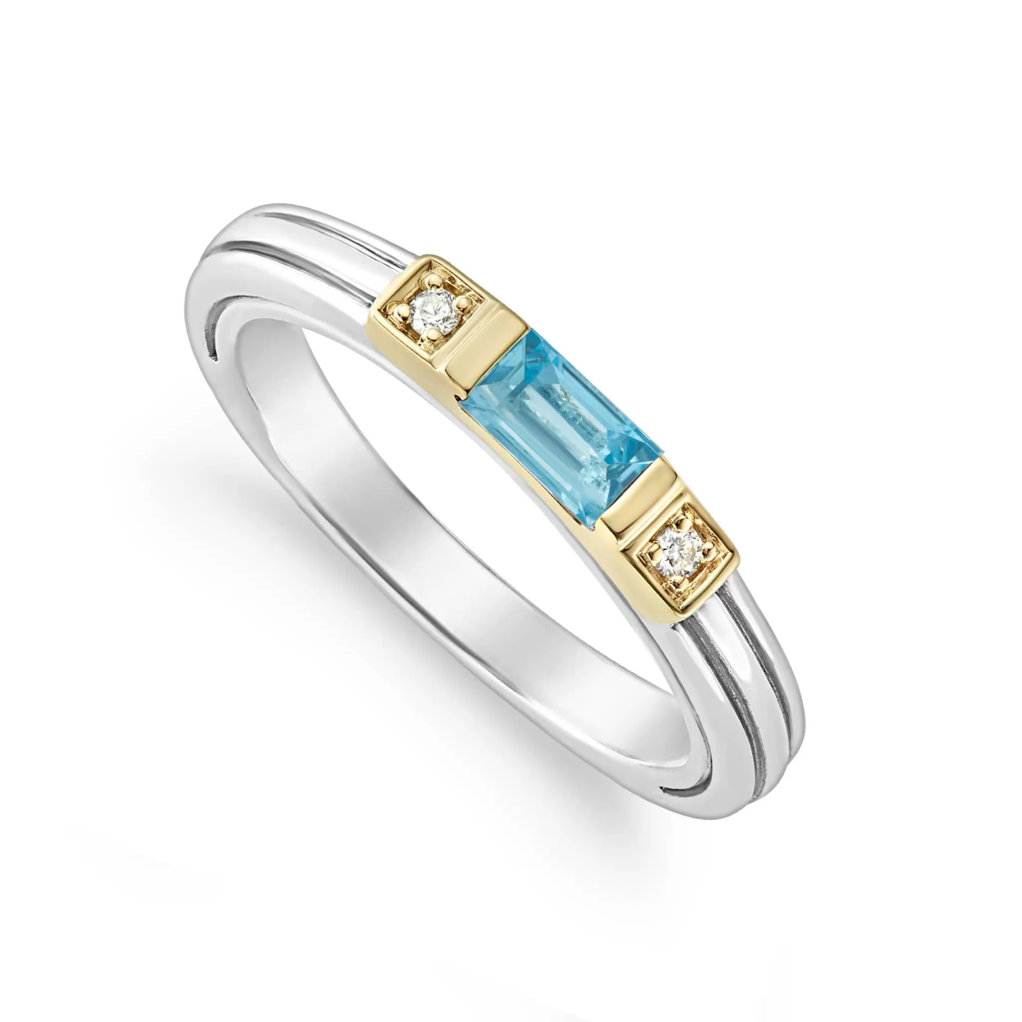 New LAGOS Swiss Blue Topaz And Diamond Stacking Ring