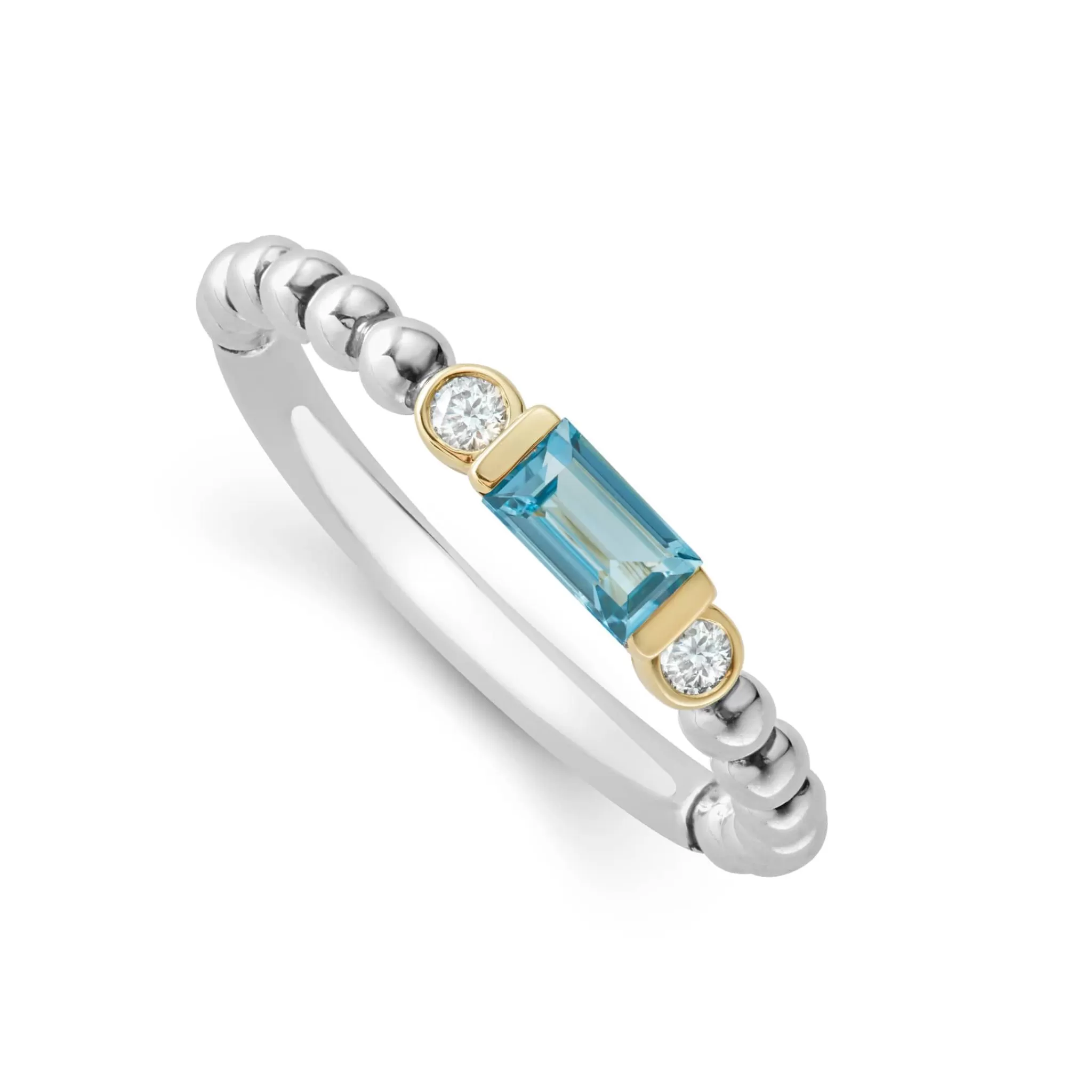 Best LAGOS Swiss Blue Topaz Stacking Ring With Diamonds