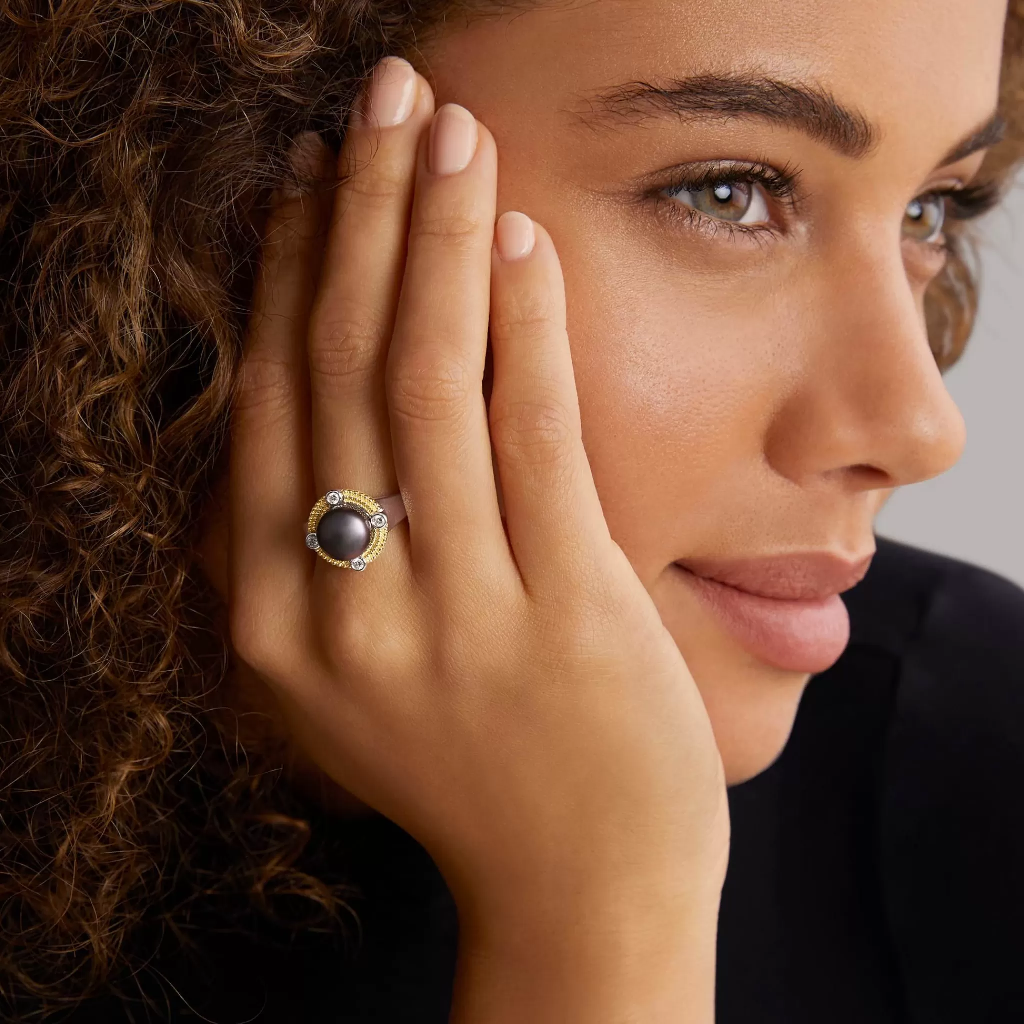 Best Sale LAGOS Tahitian Black Pearl Diamond Ring