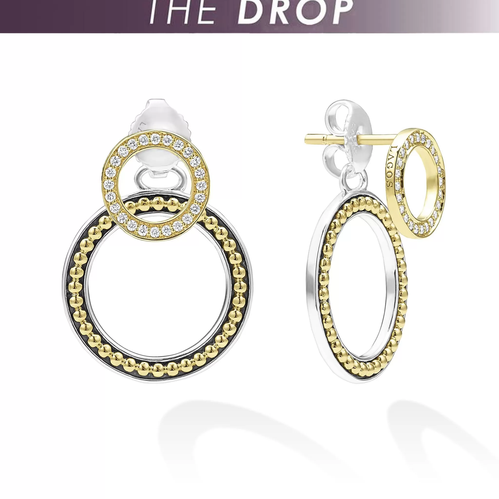 Cheap LAGOS The Drop Double Circle Diamond Drop Earrings