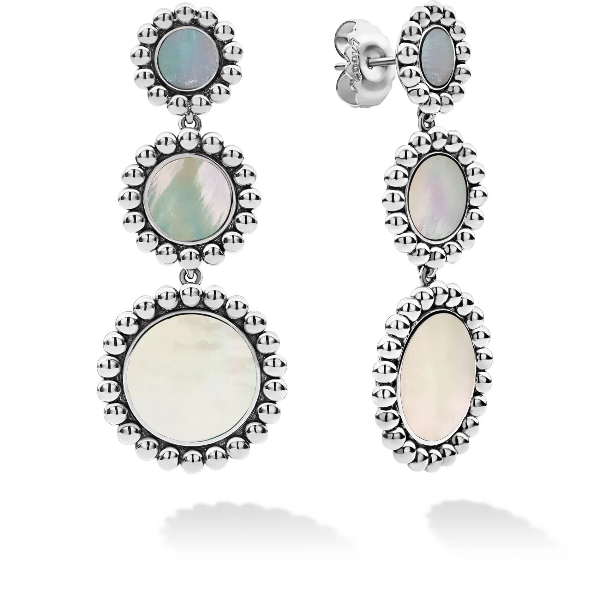 Fashion LAGOS Three Mother Of Pearl Circle Drop Earrings