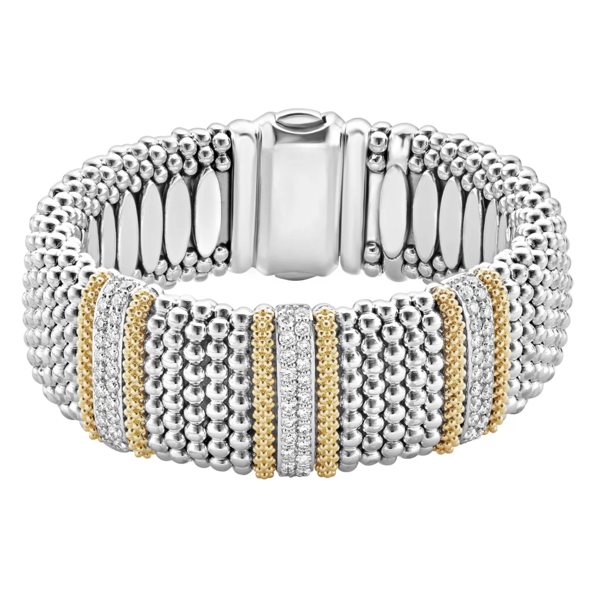 Fashion LAGOS Three Station Diamond Caviar Bracelet | 23Mm