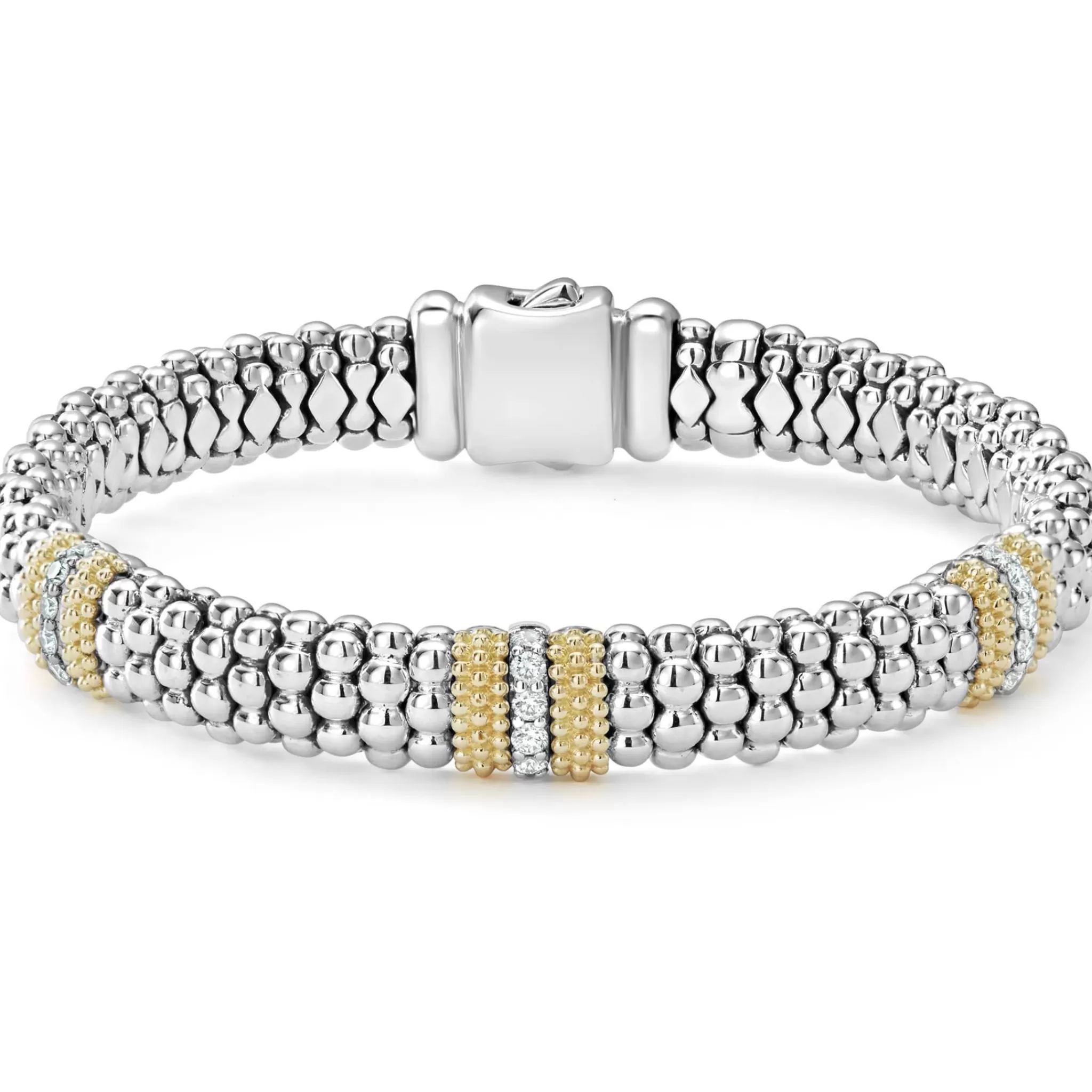 Clearance LAGOS Three Station Diamond Caviar Bracelet | 9Mm