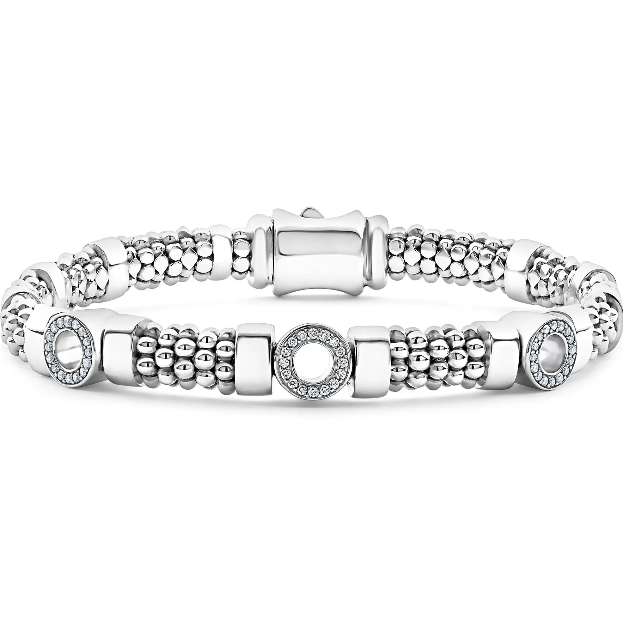 Sale LAGOS Three Station Diamond Circle Caviar Bracelet | 6Mm