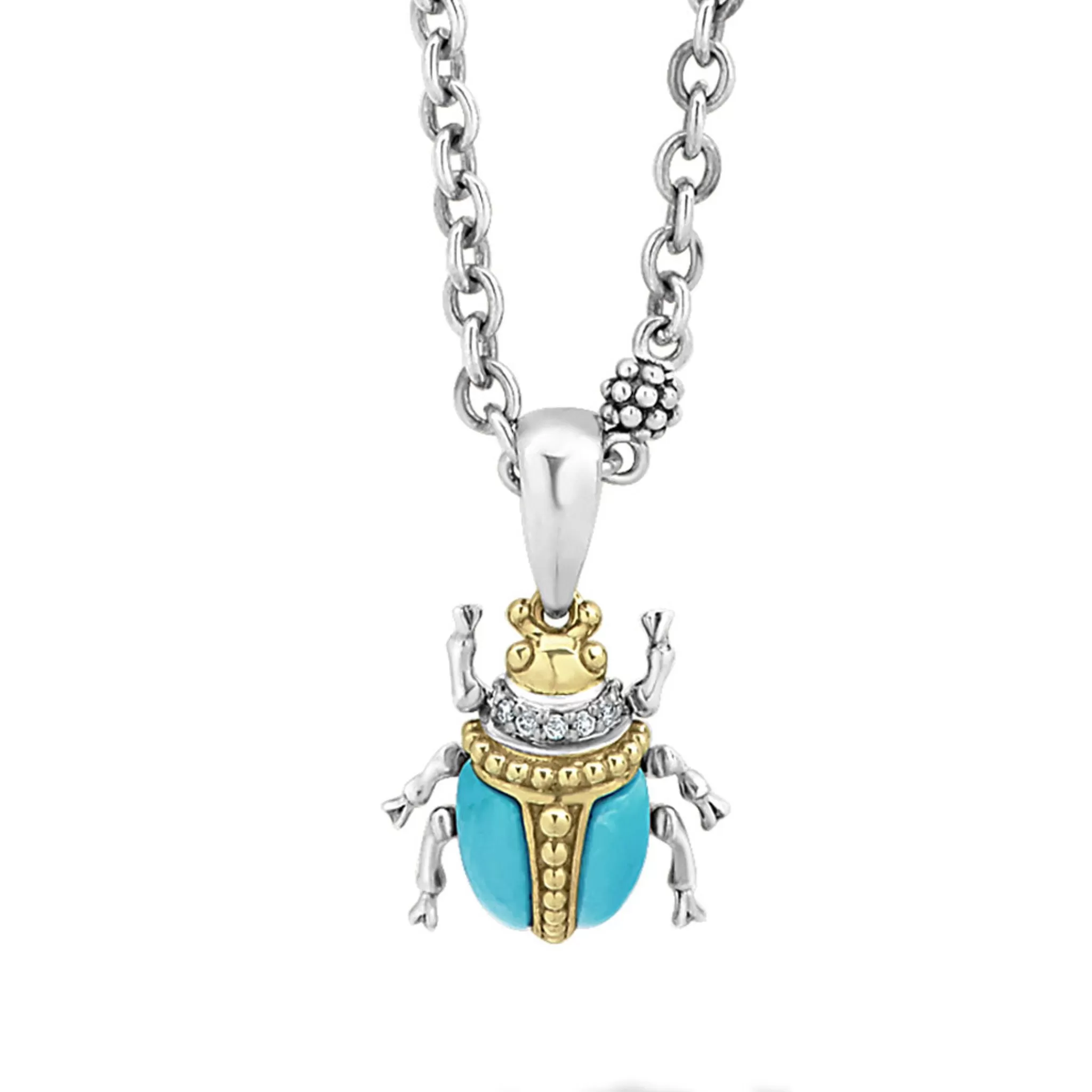 Fashion LAGOS Turquoise Beetle Diamond Pendant Necklace