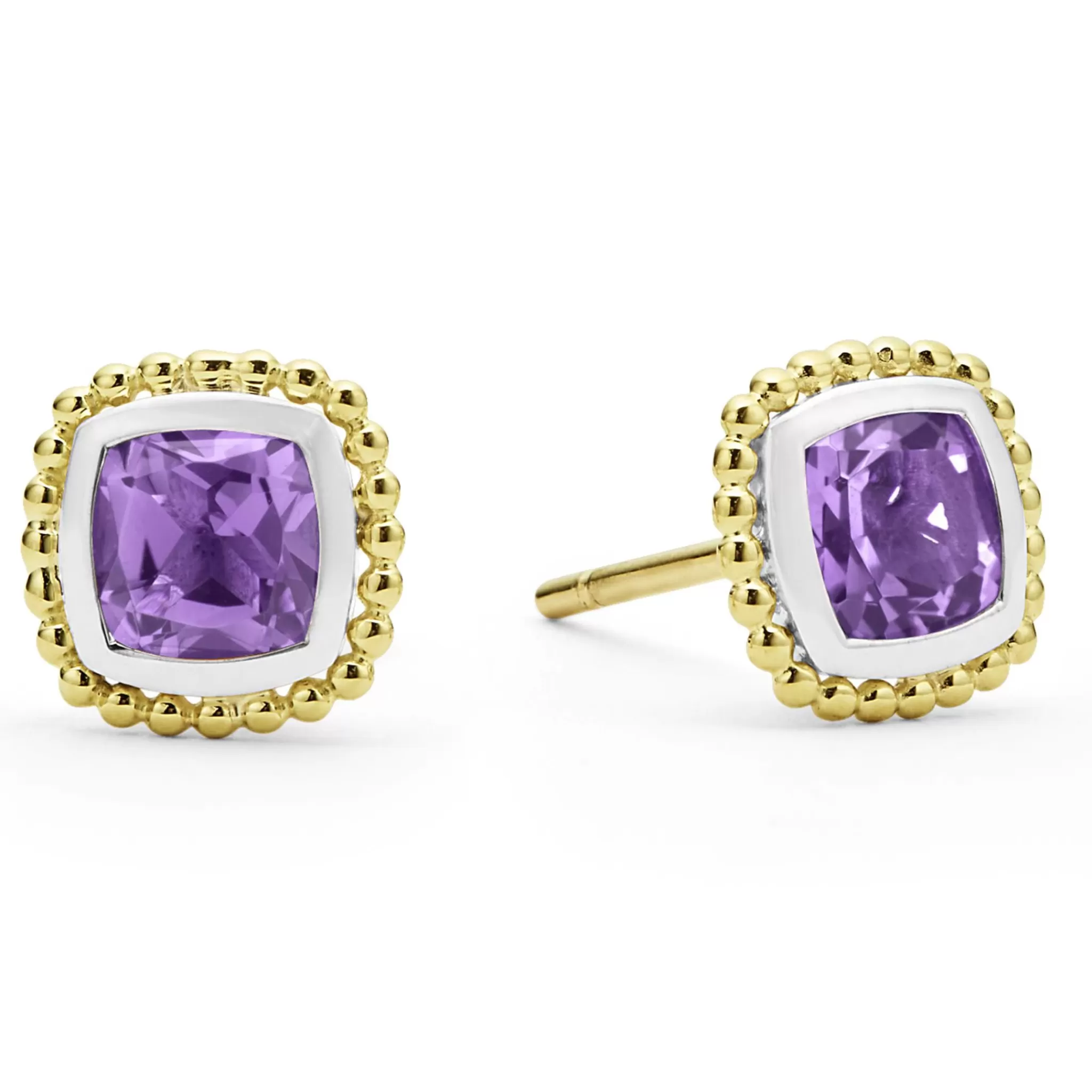 Fashion LAGOS Two-Tone Amethyst Stud Earrings