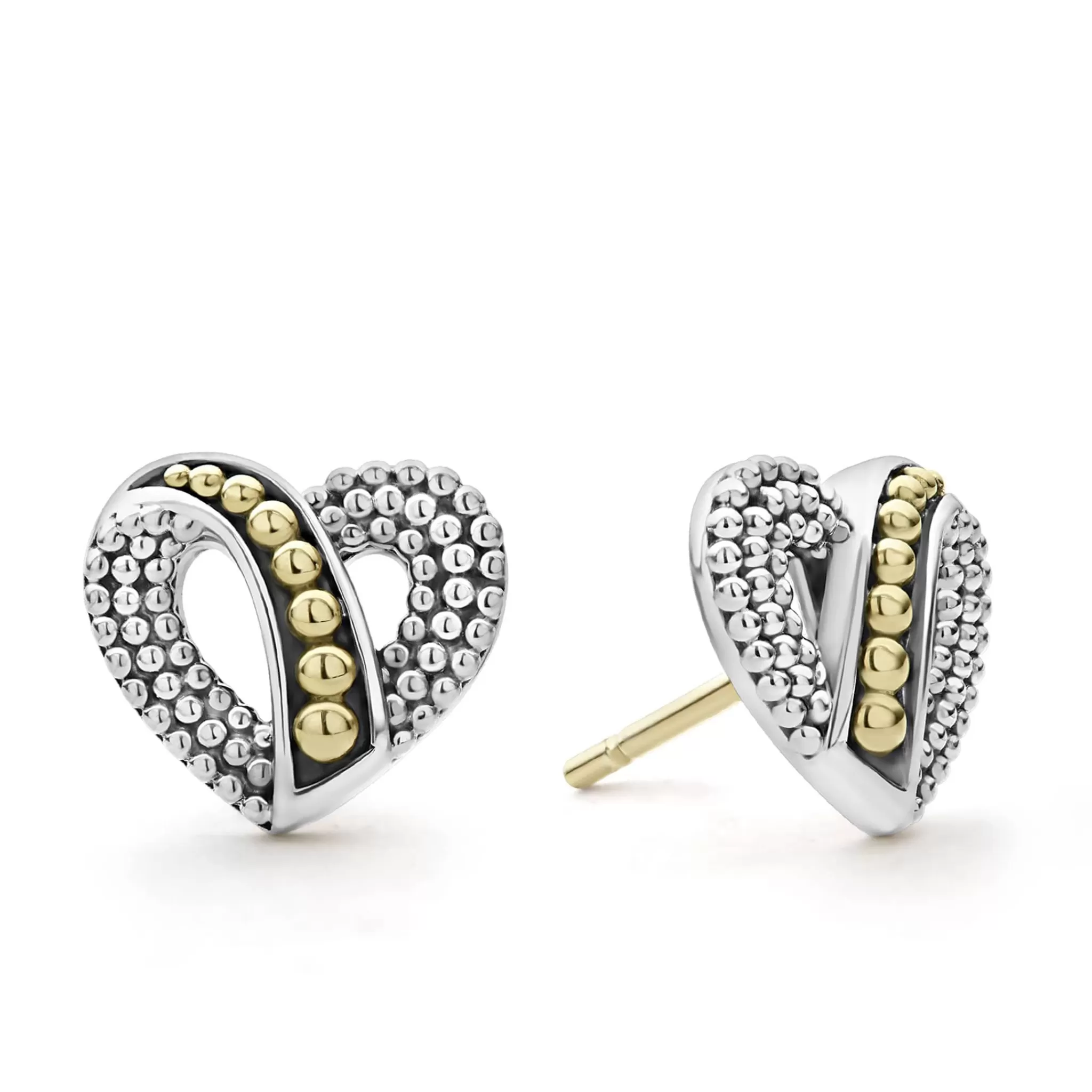 Best Sale LAGOS Two-Tone Beaded Heart Stud Earrings