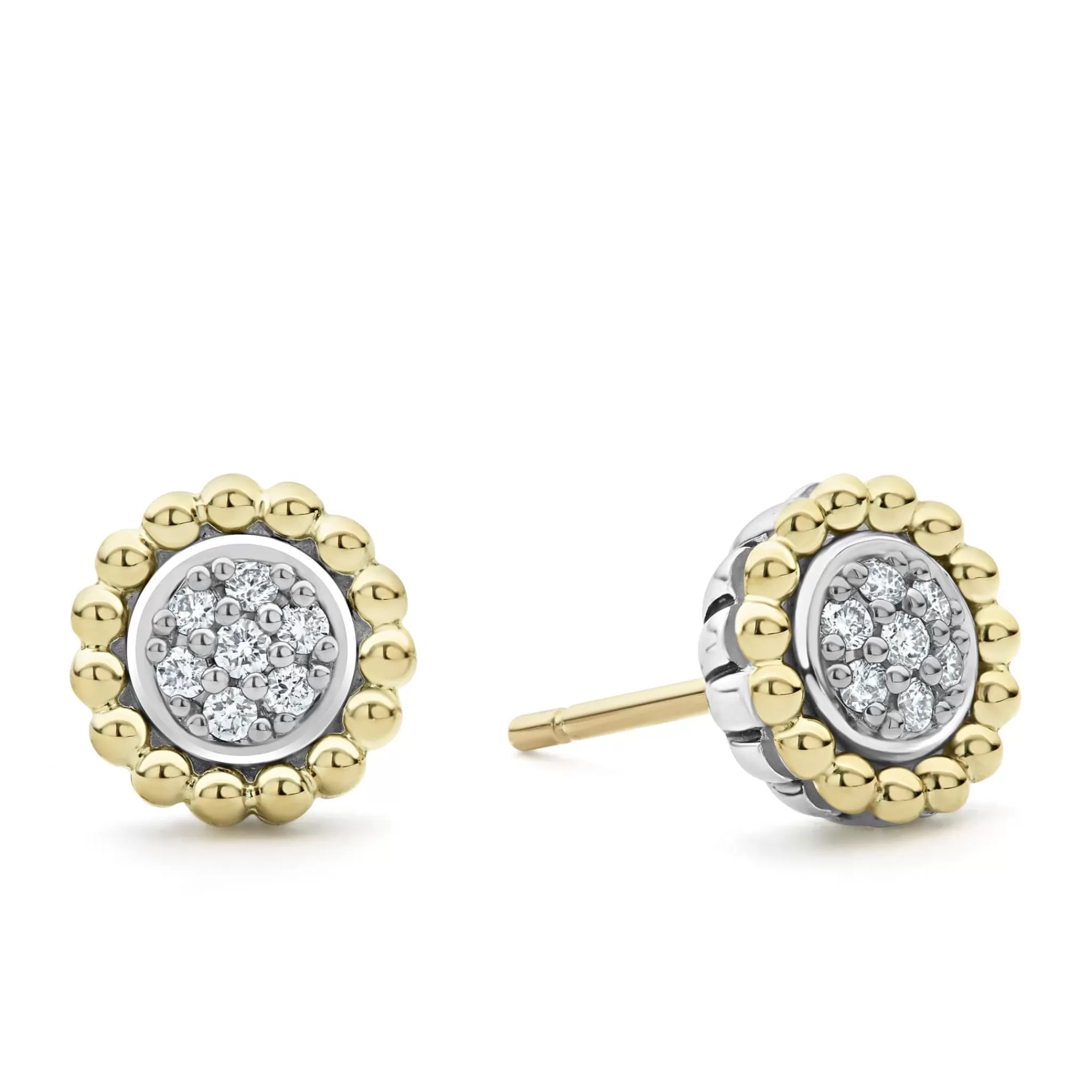 Clearance LAGOS Two-Tone Caviar Diamond Stud Earrings