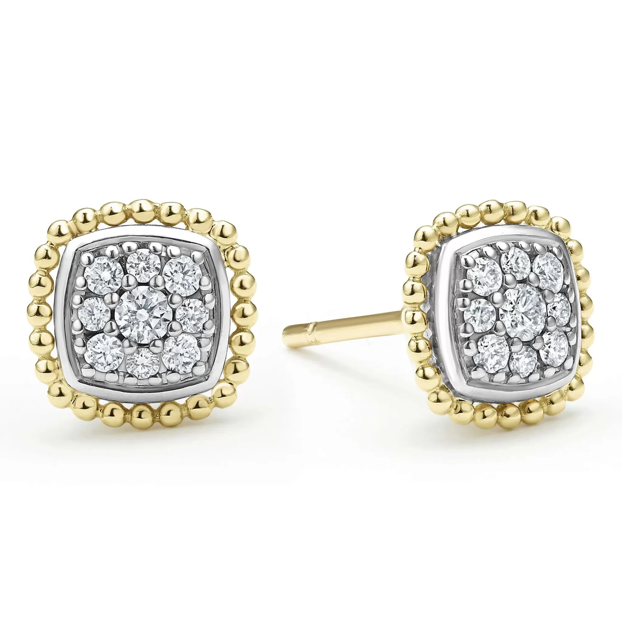 Clearance LAGOS Two-Tone Caviar Diamond Stud Earrings