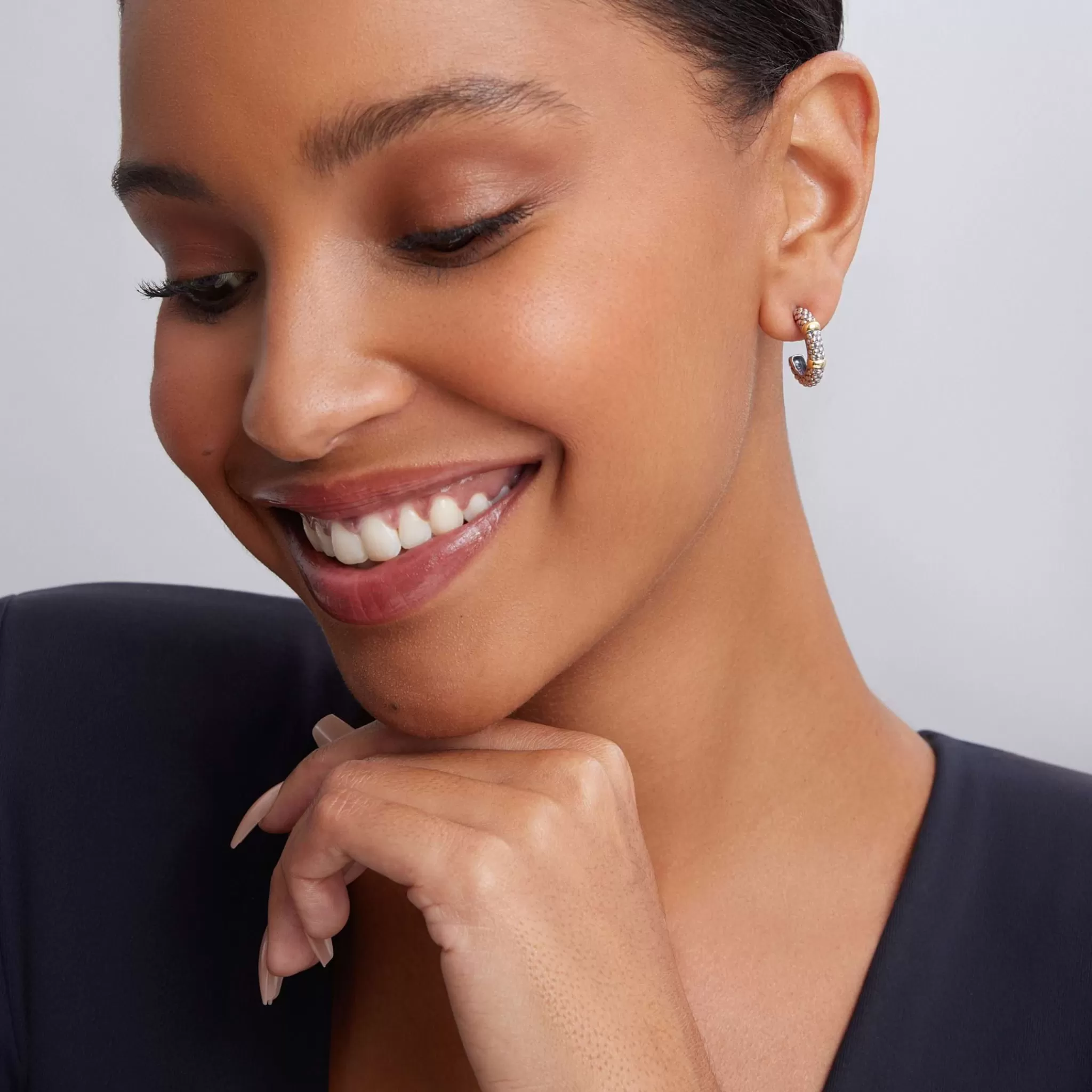 Online LAGOS Two-Tone Caviar Huggie Earrings