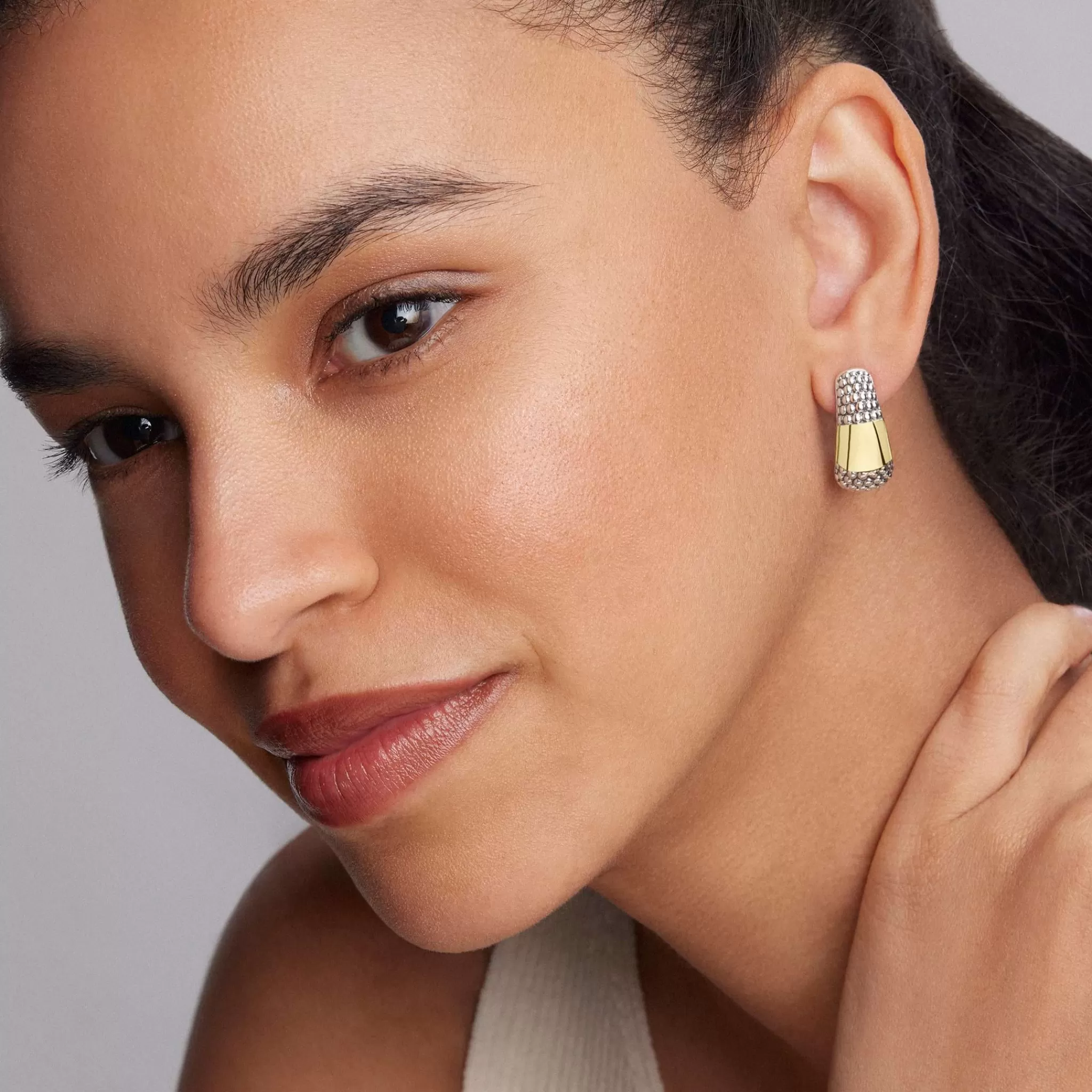 Discount LAGOS Two-Tone Caviar Omega Clip Earrings