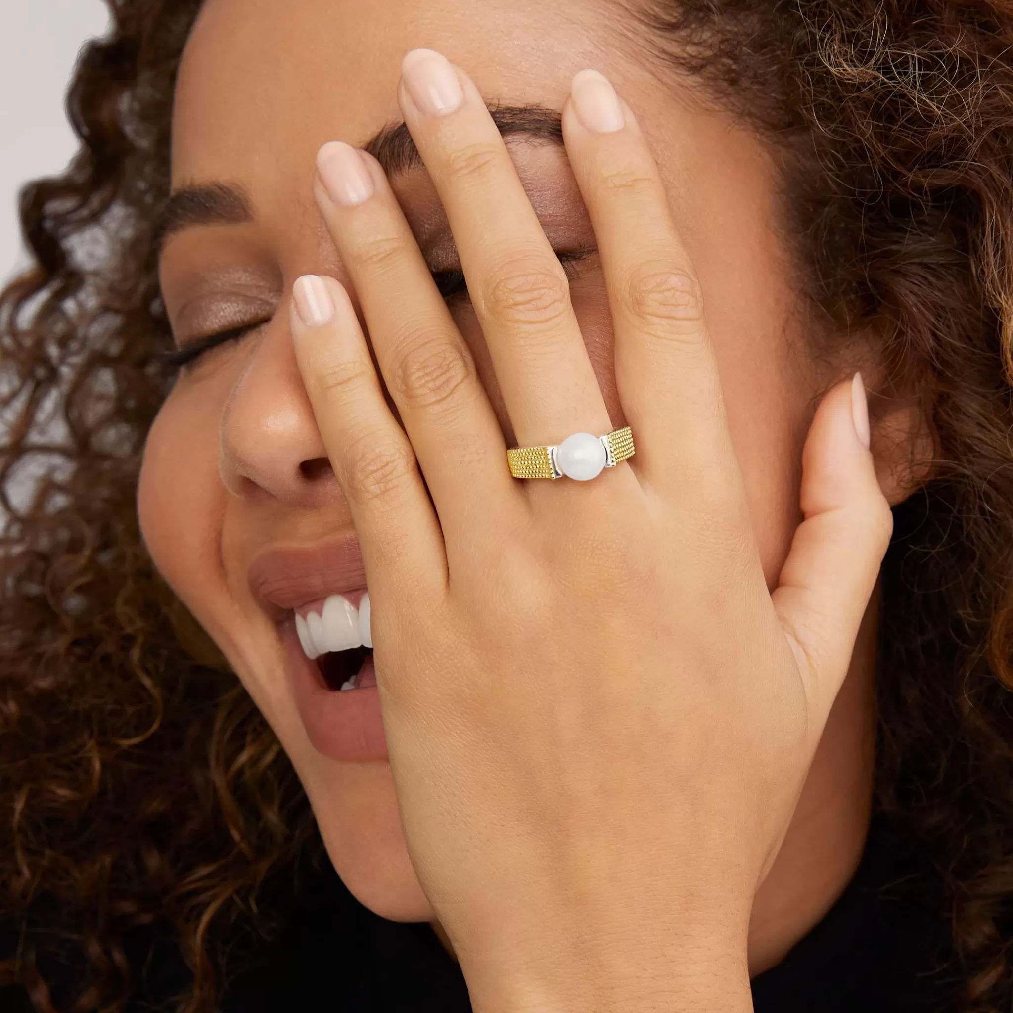 Shop LAGOS Two-Tone Caviar Pearl Ring