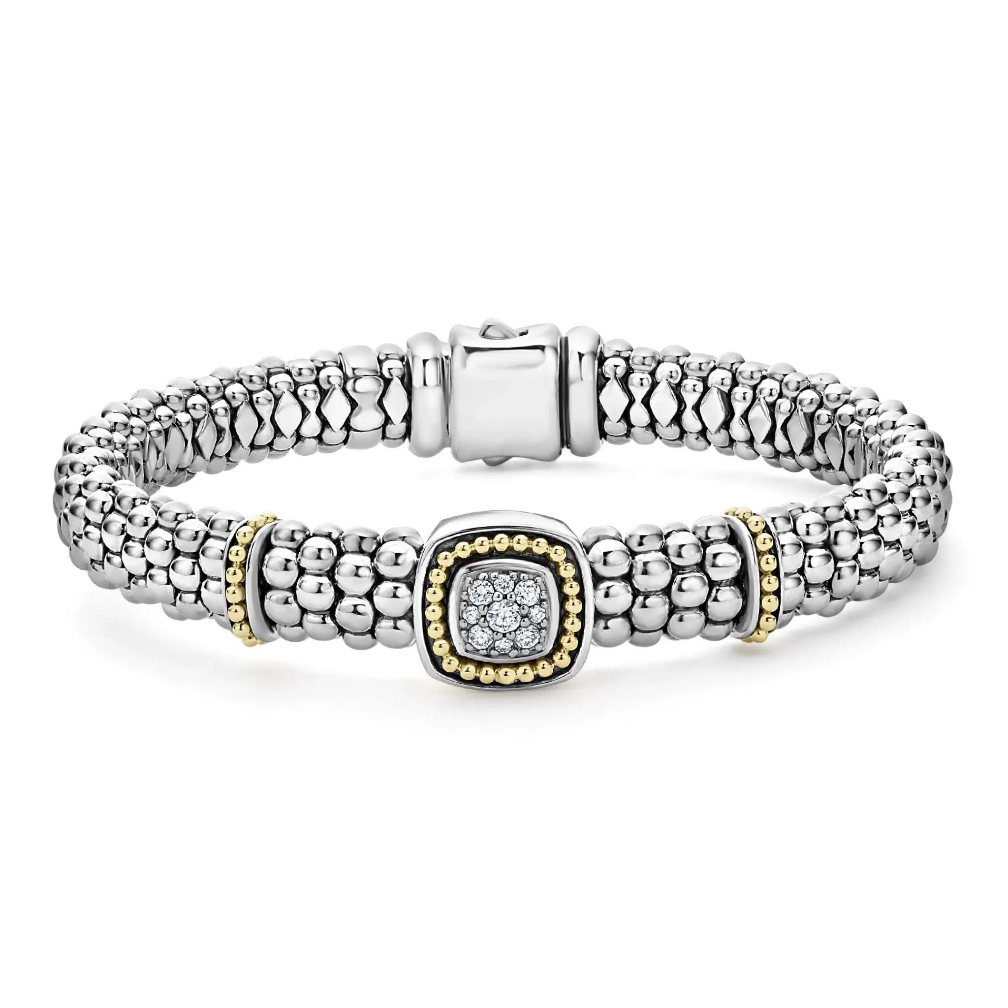 Online LAGOS Two-Tone Diamond Caviar Bracelet | 9Mm