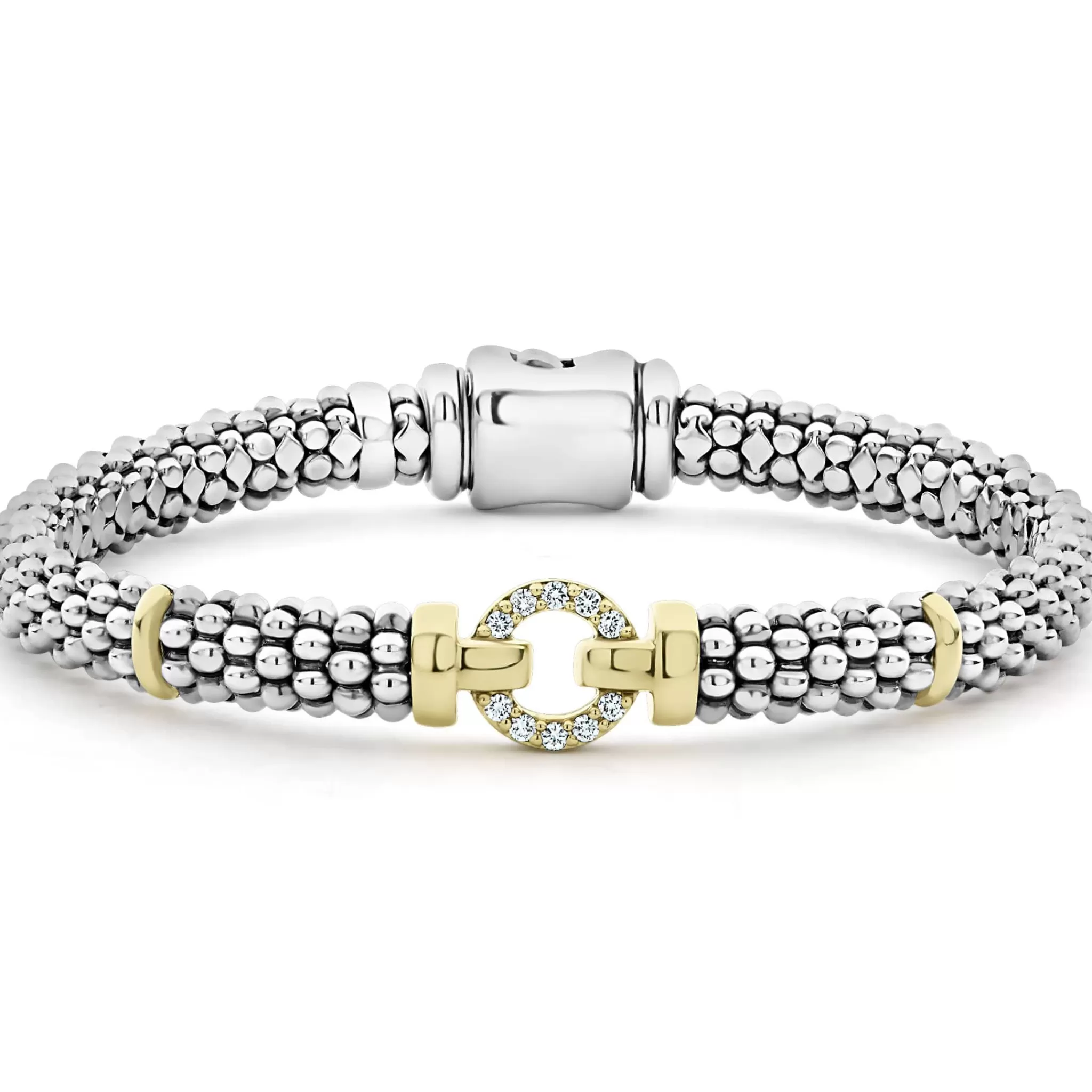 Shop LAGOS Two-Tone Diamond Circle Caviar Bracelet | 6Mm