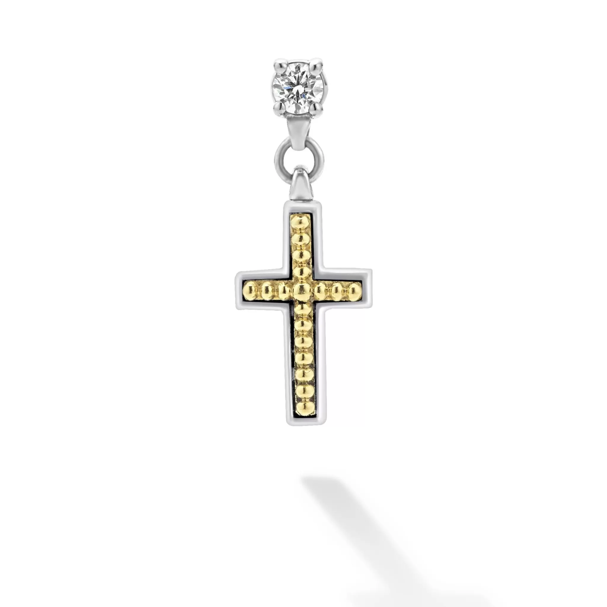 Hot LAGOS Two-Tone Diamond Cross Earring