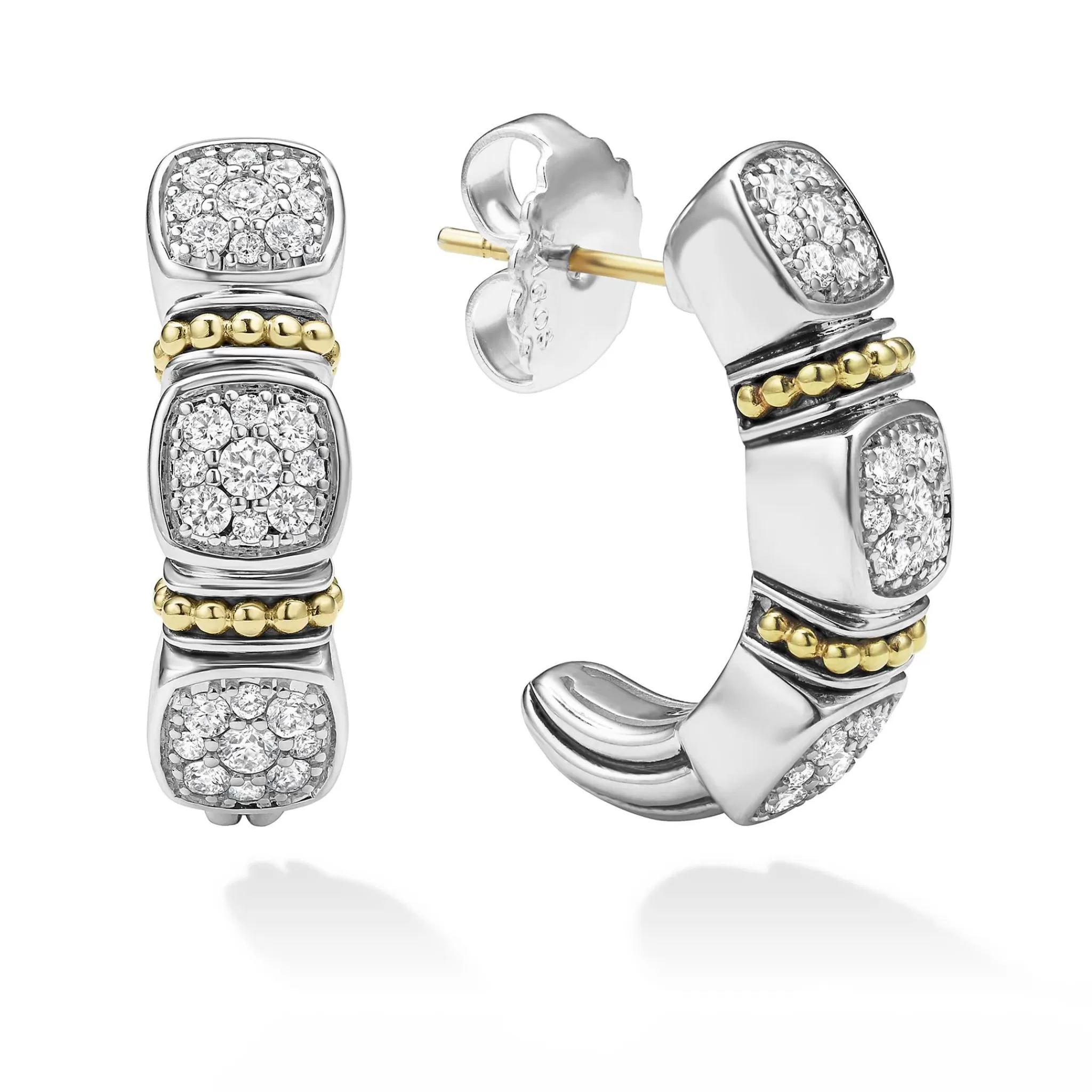 Fashion LAGOS Two-Tone Diamond Hoop Earrings