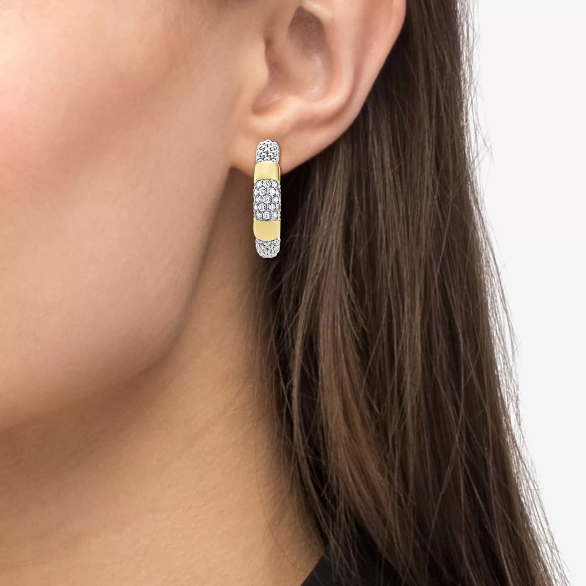 Flash Sale LAGOS Two-Tone Diamond Hoop Earrings