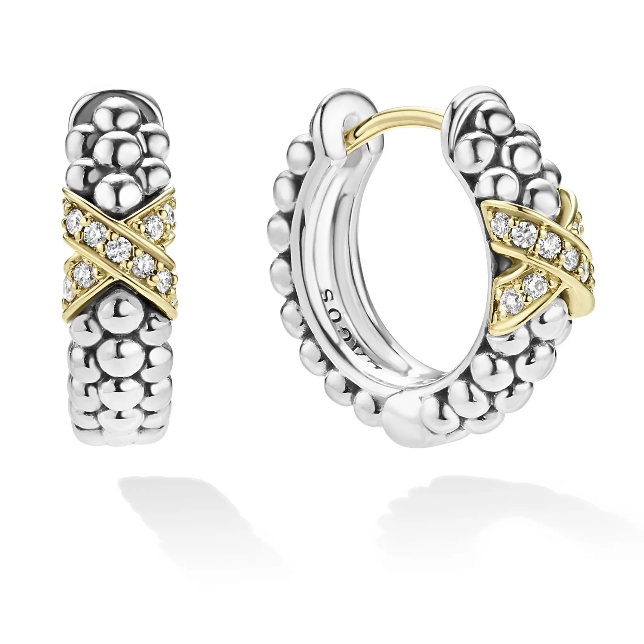 Shop LAGOS Two-Tone Diamond Huggie Earrings