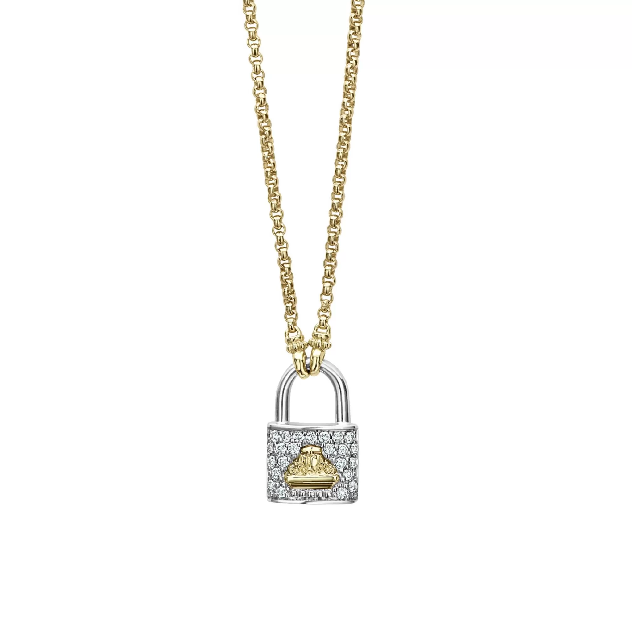 Cheap LAGOS Two-Tone Diamond Lock Necklace