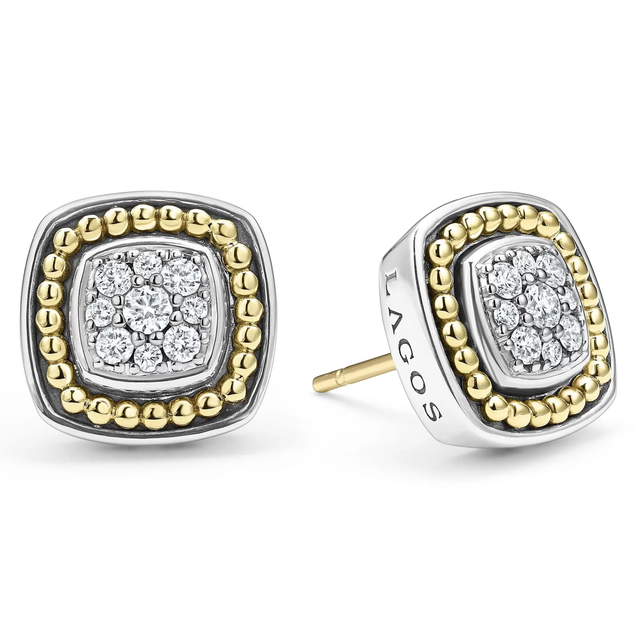 Online LAGOS Two-Tone Diamond Stud Earrings