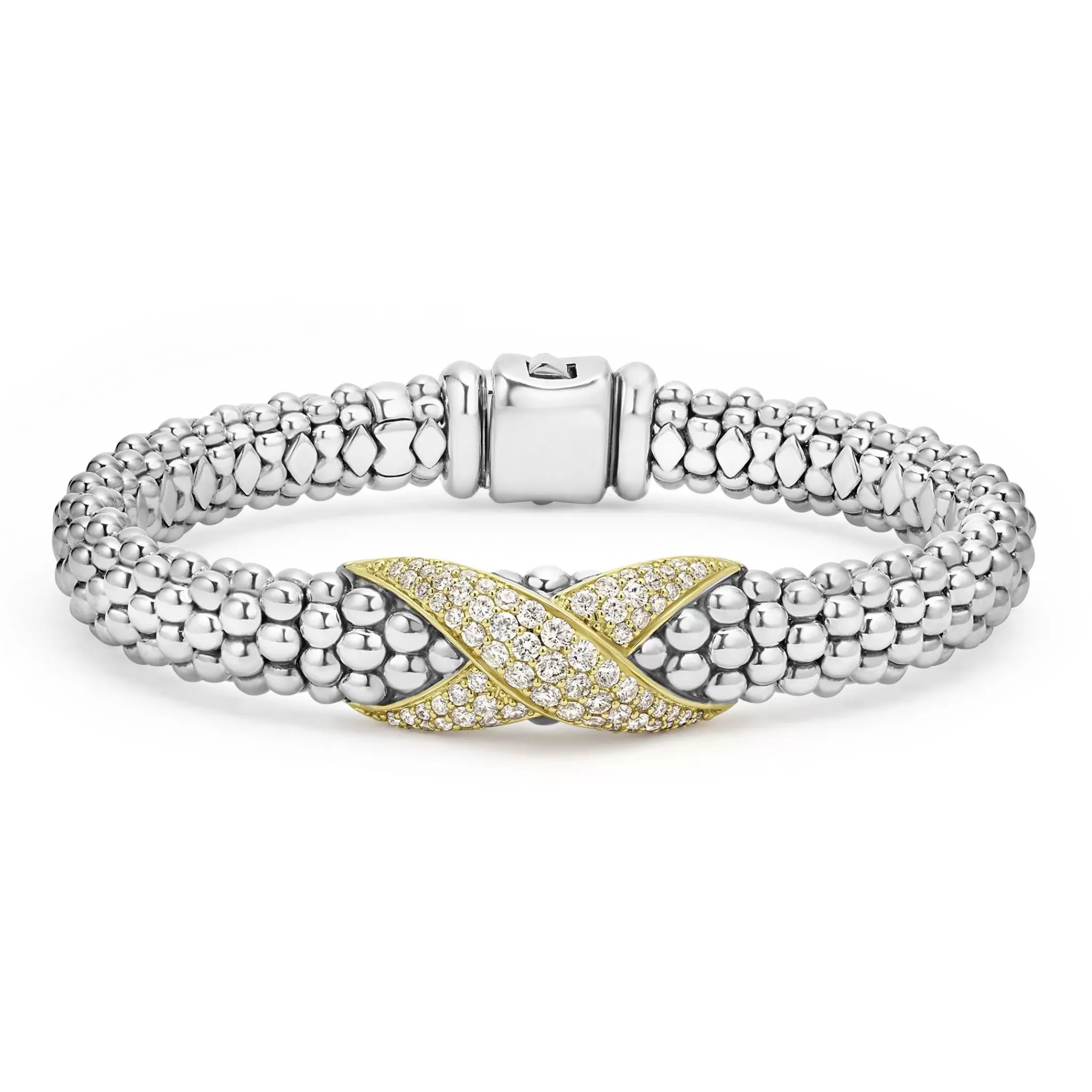 Cheap LAGOS Two-Tone Diamond X Caviar Bracelet | 9Mm