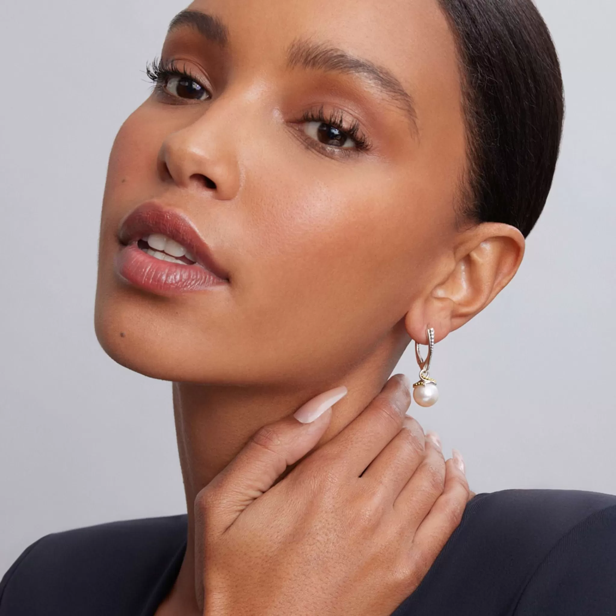 Store LAGOS Two-Tone Drop Pearl Earrings