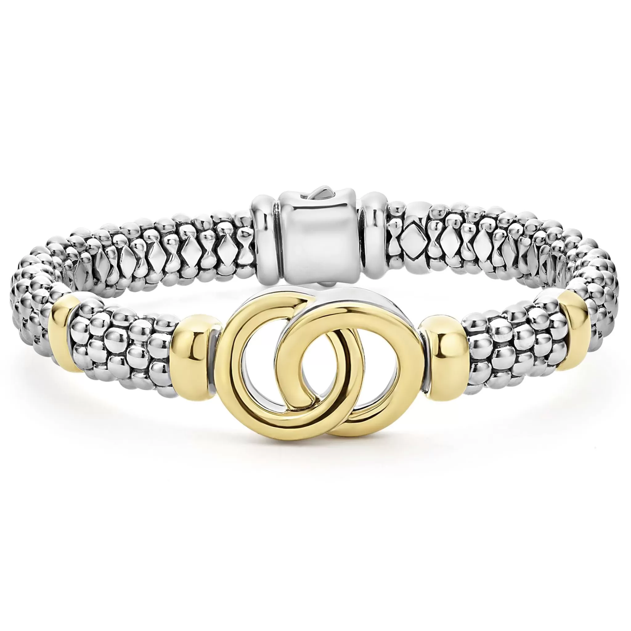 Best Sale LAGOS Two-Tone Interlocking Caviar Bracelet | 9Mm