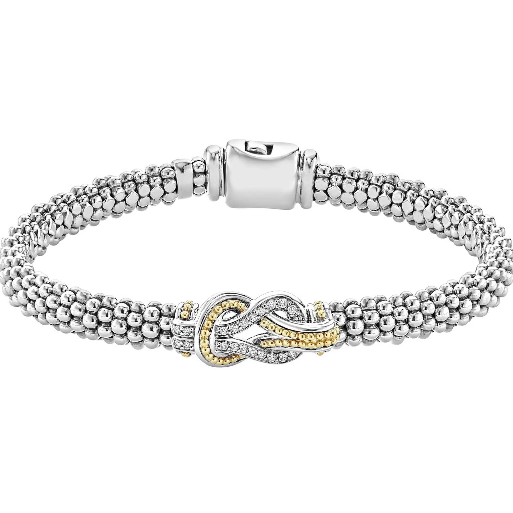 Shop LAGOS Two-Tone Knot Caviar Diamond Bracelet | 6Mm