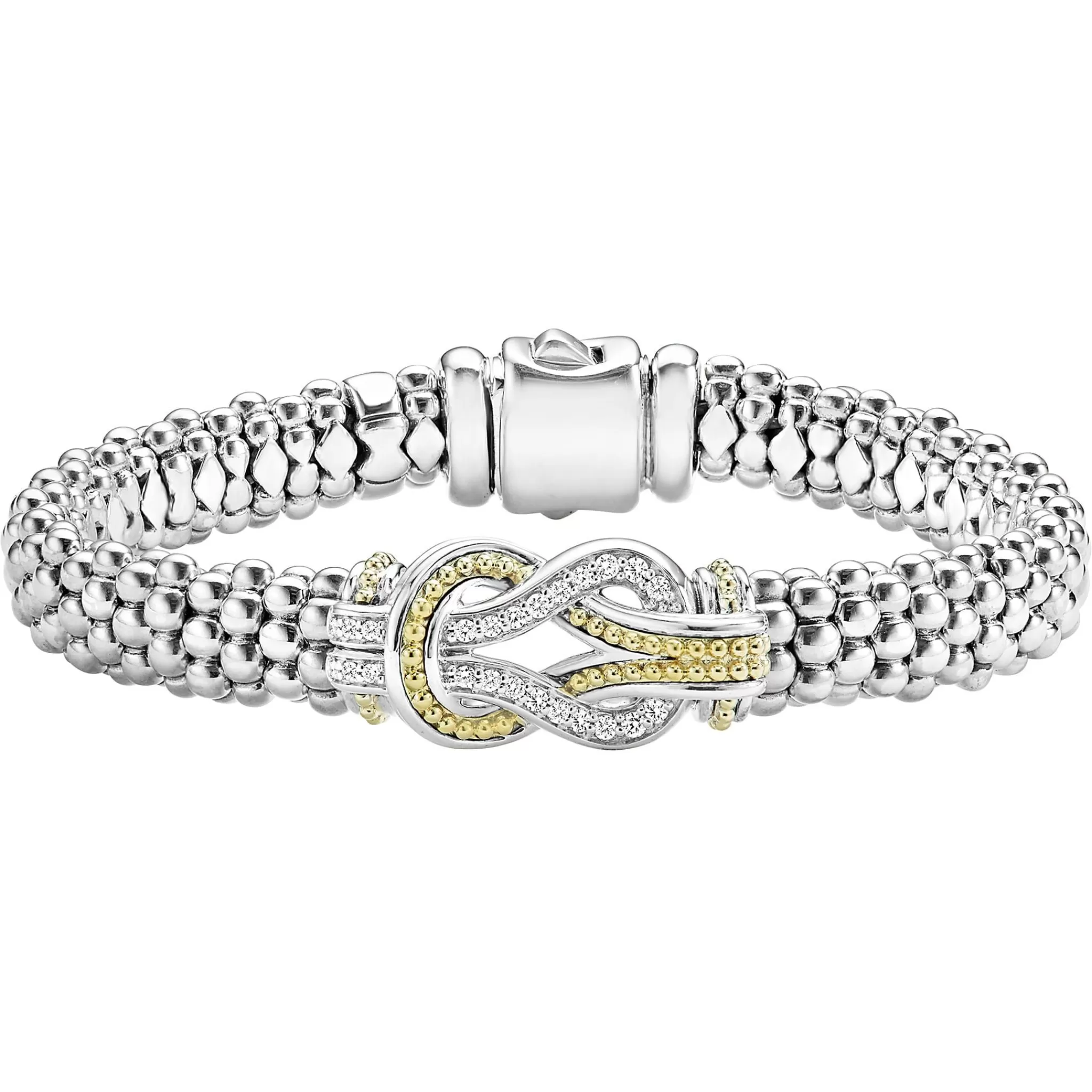 Hot LAGOS Two-Tone Knot Caviar Diamond Bracelet | 9Mm