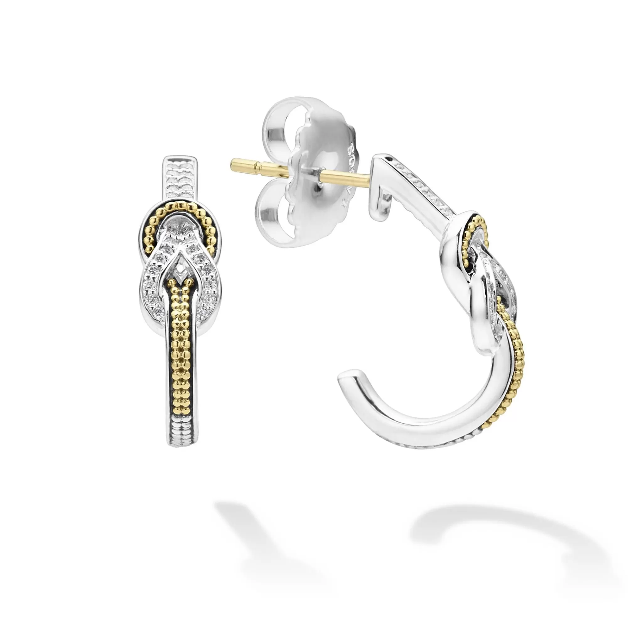 Outlet LAGOS Two-Tone Knot Diamond Half Hoop Earring