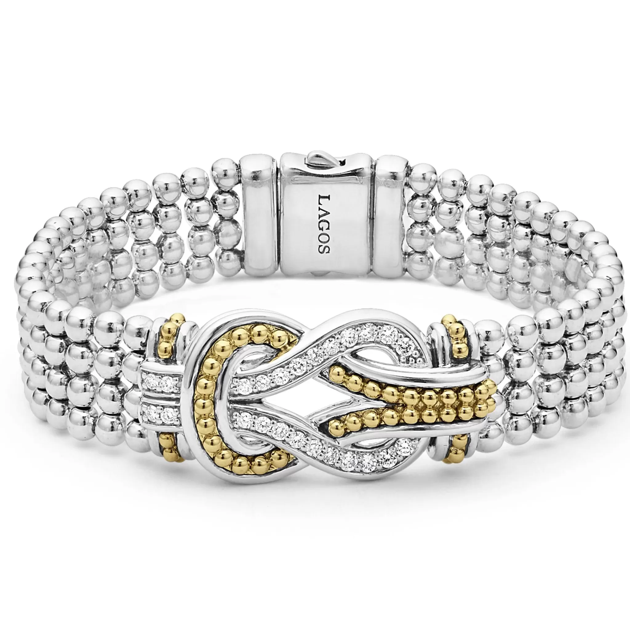 Fashion LAGOS Two-Tone Knot Diamond Statement Bracelet