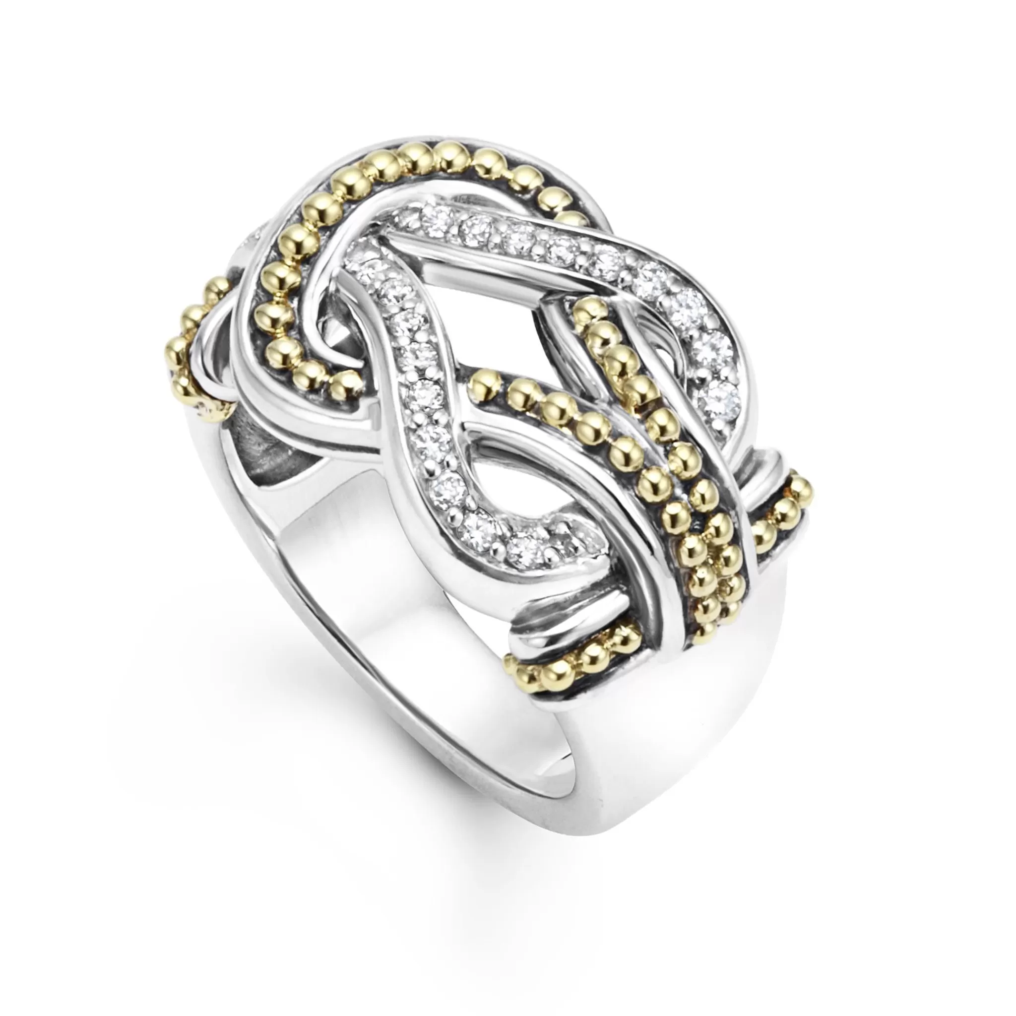 Store LAGOS Two-Tone Knot Diamond Statement Ring