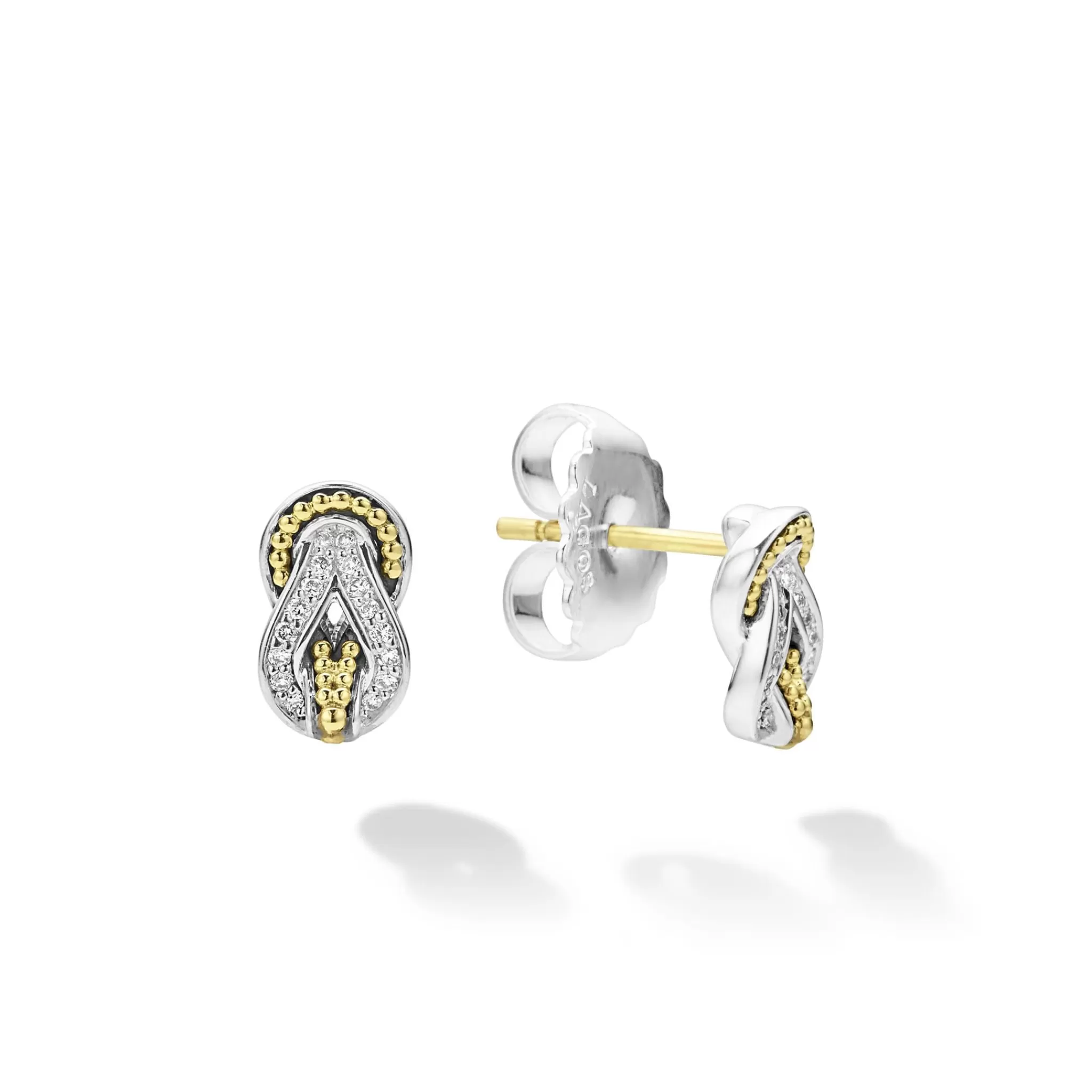 Best Sale LAGOS Two-Tone Knot Diamond Stud Earrings